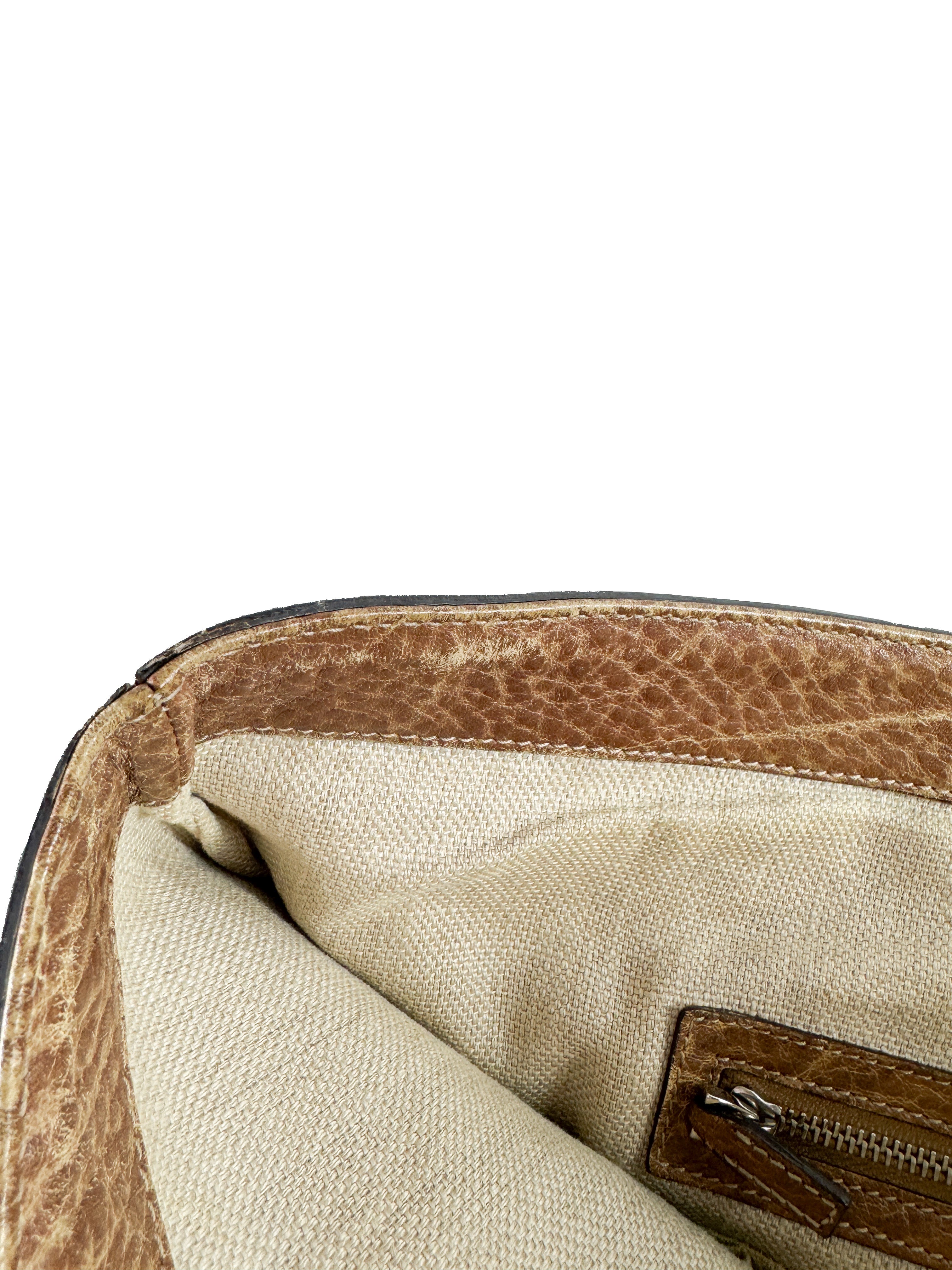 Gucci GG sunset Paglia straw and leather tote 232973000926