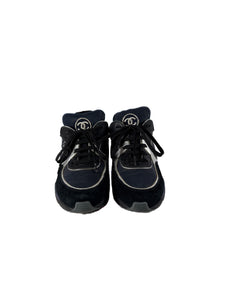 Chanel black navy double C sneakers size 38 **as is**