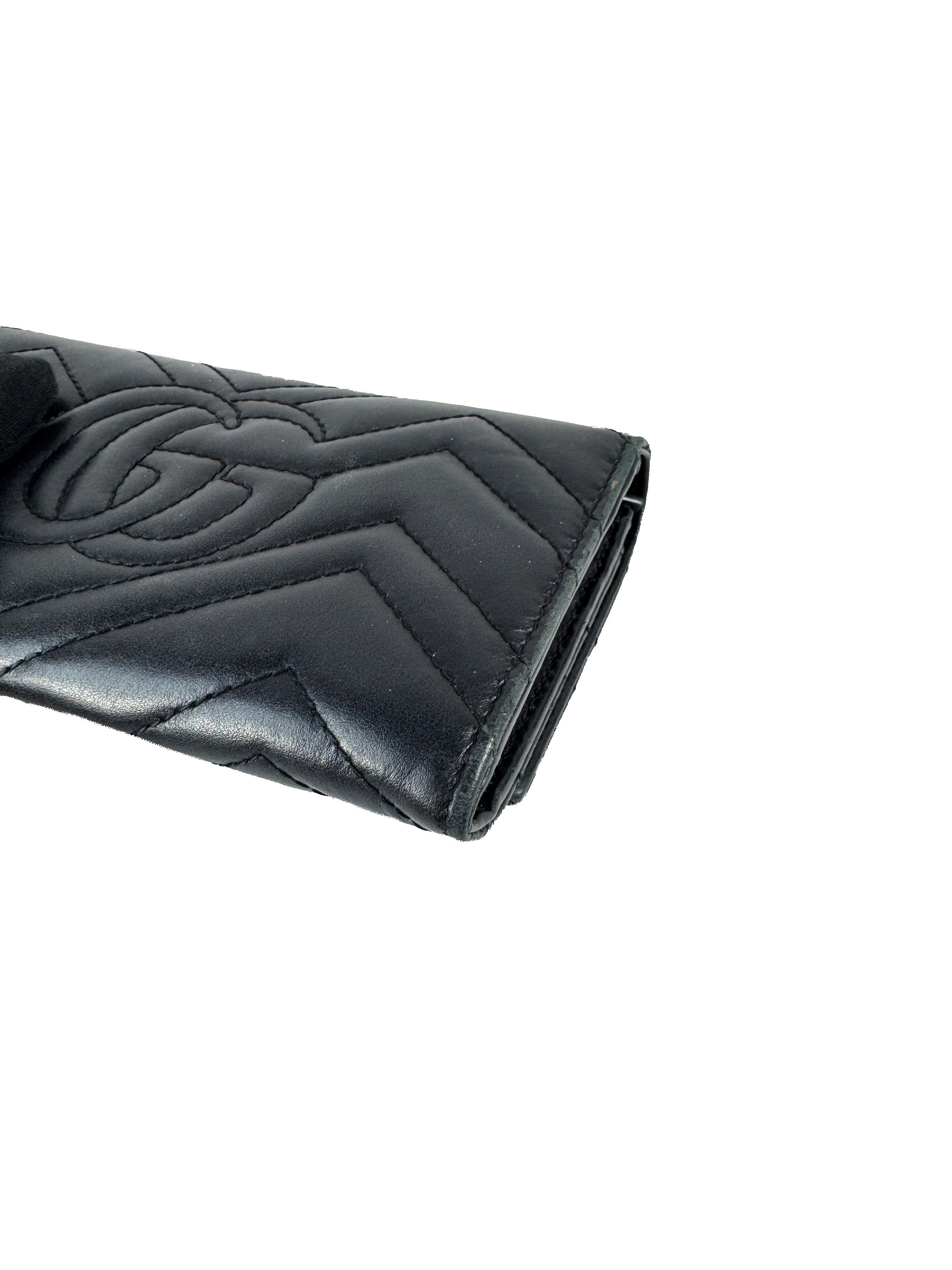 Gucci black leather Continental Marmont wallet 4434361147