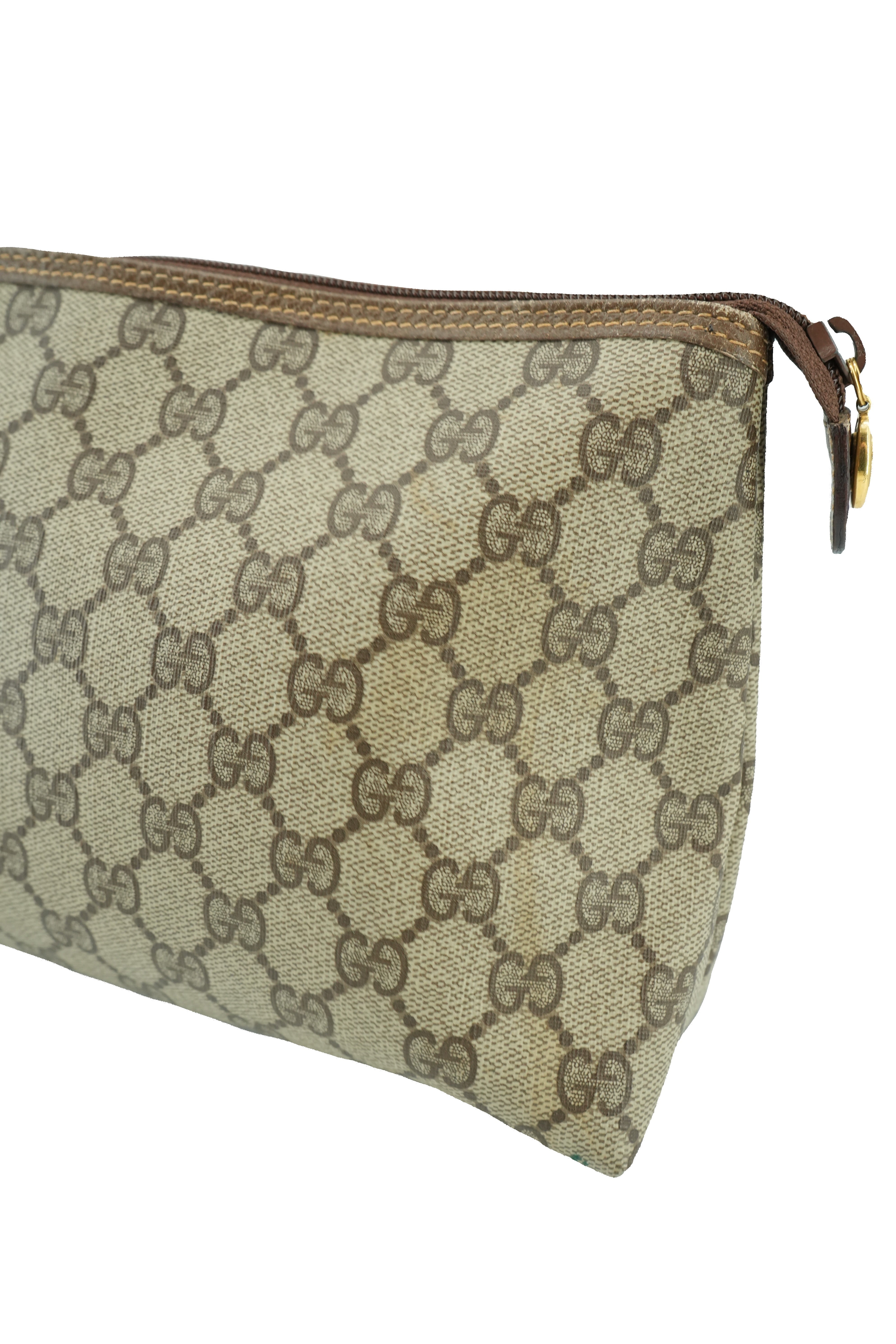 Gucci brown vintage zip pouch 014-115-6088