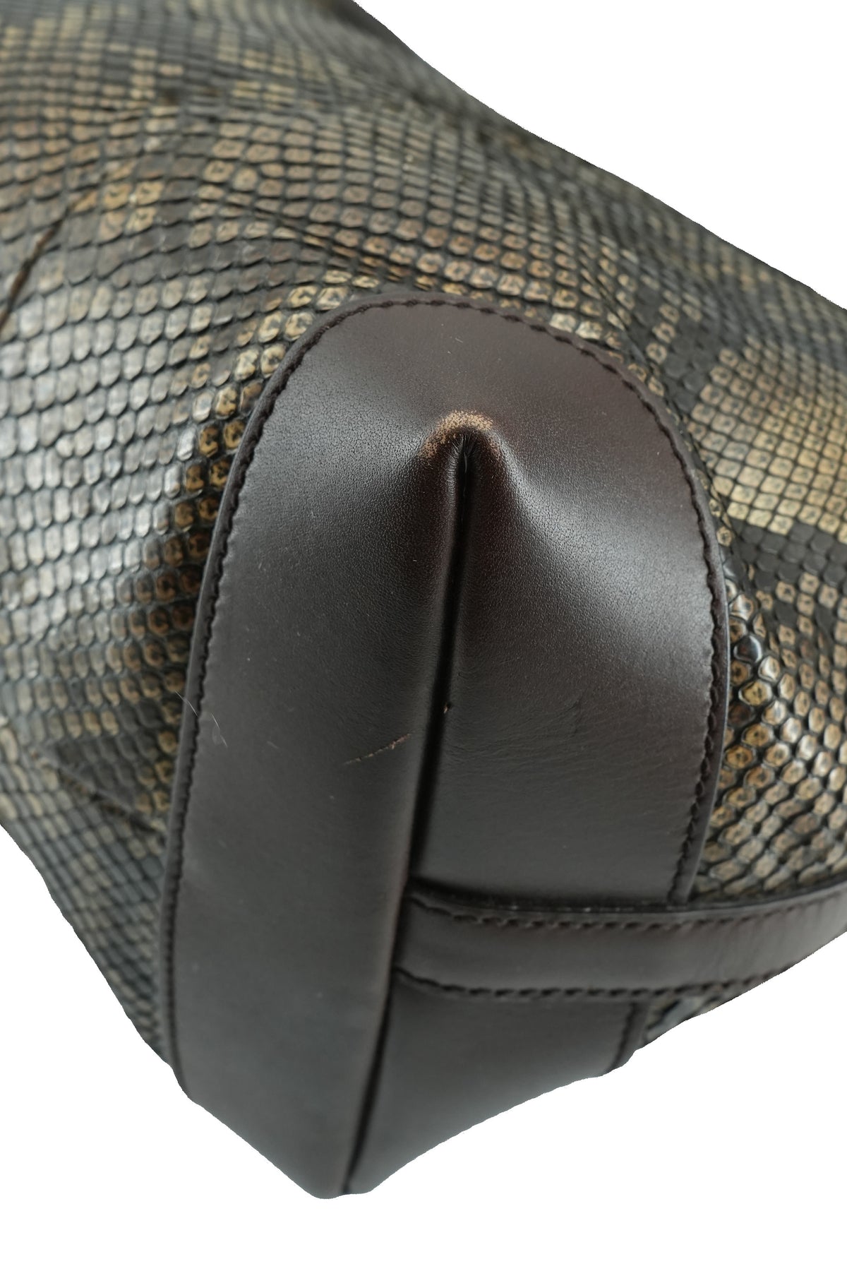 Gucci brown Python Craft tote 002123