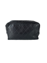 Chanel CC black diamond stitch leather zip case 1077012
