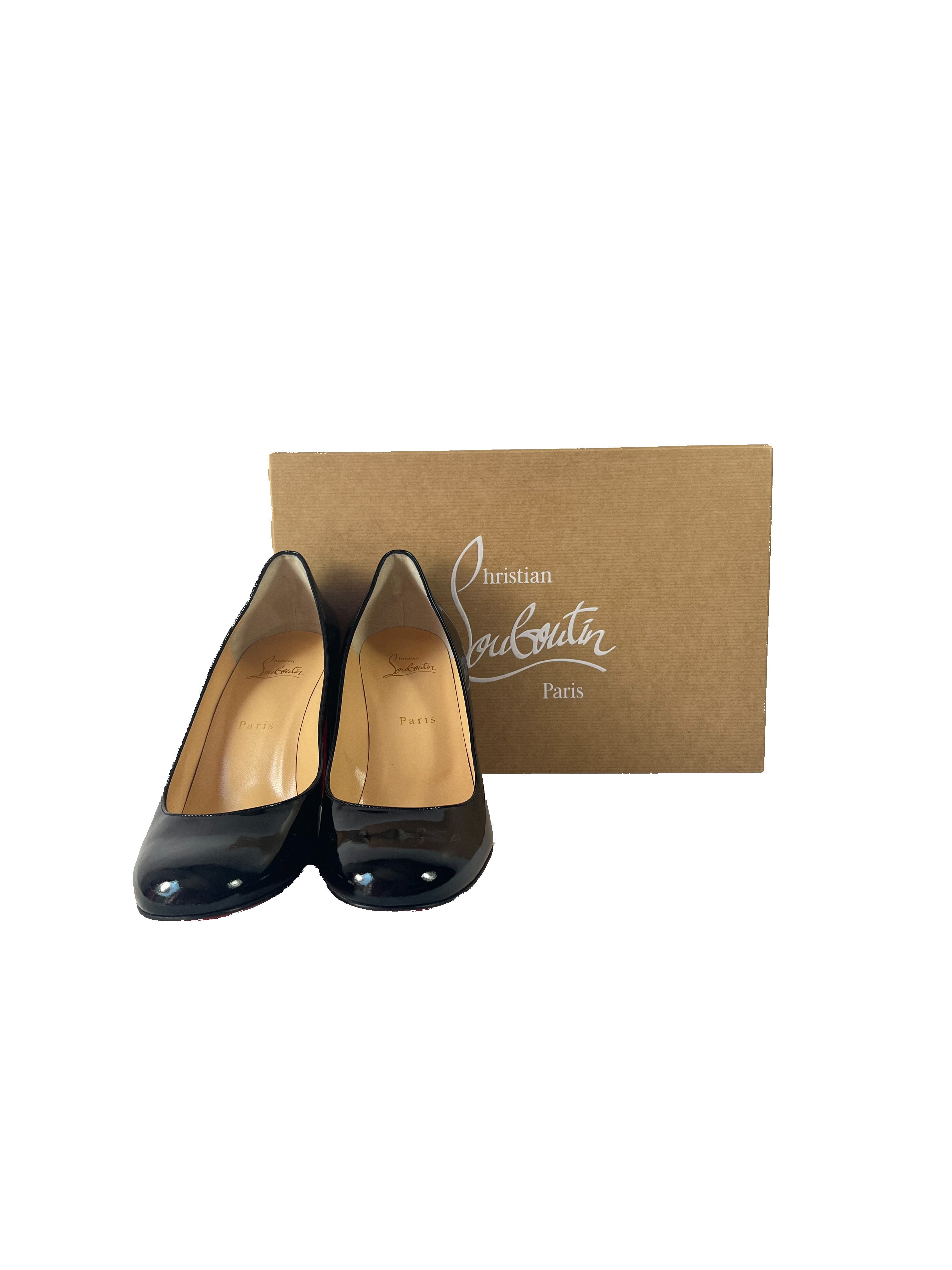Christian Louboutin black patent leather Miss Sab 85 pumps size 40.5 NEW BOX retail $895