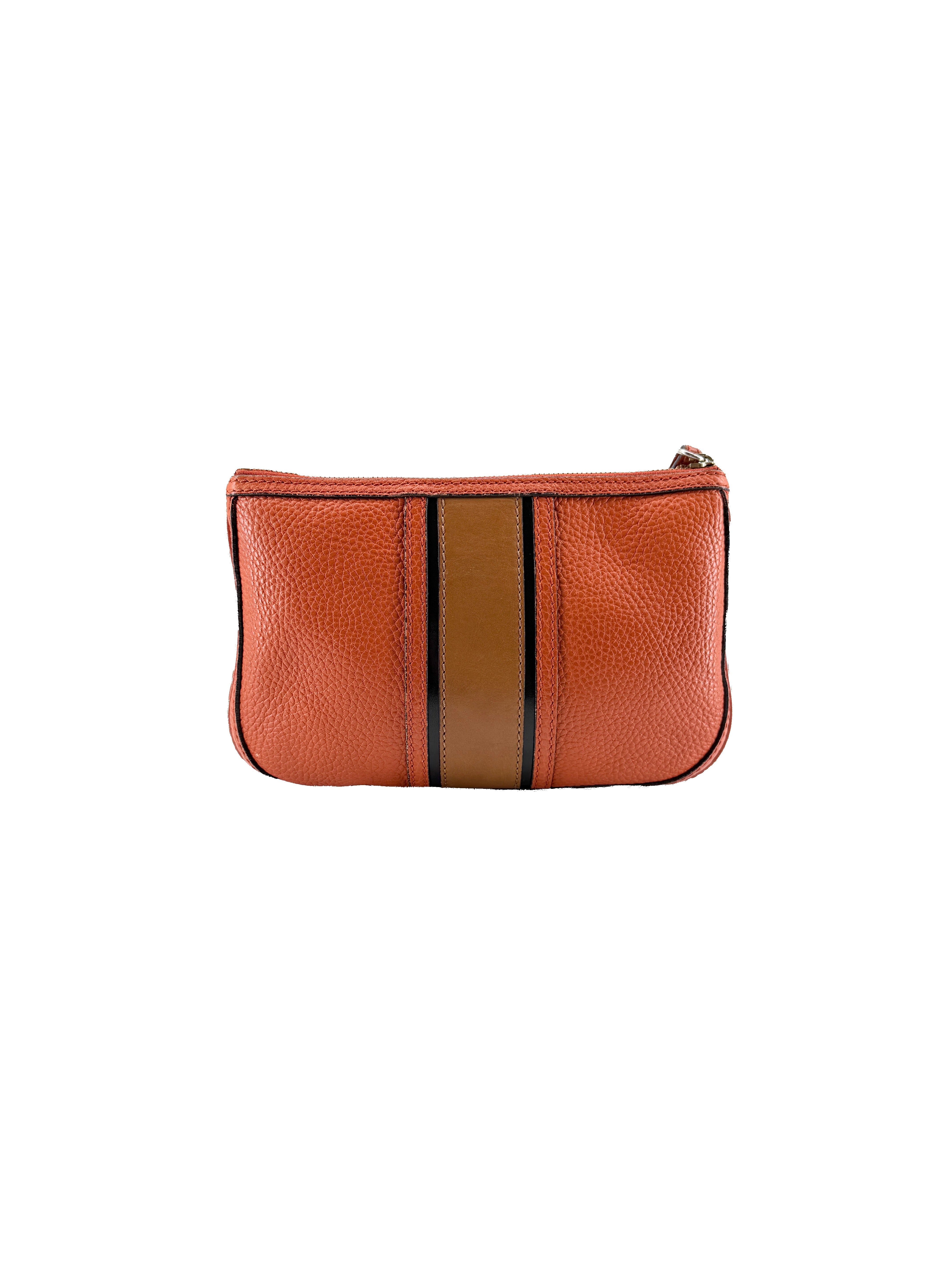 Burberry orange leather wristlet