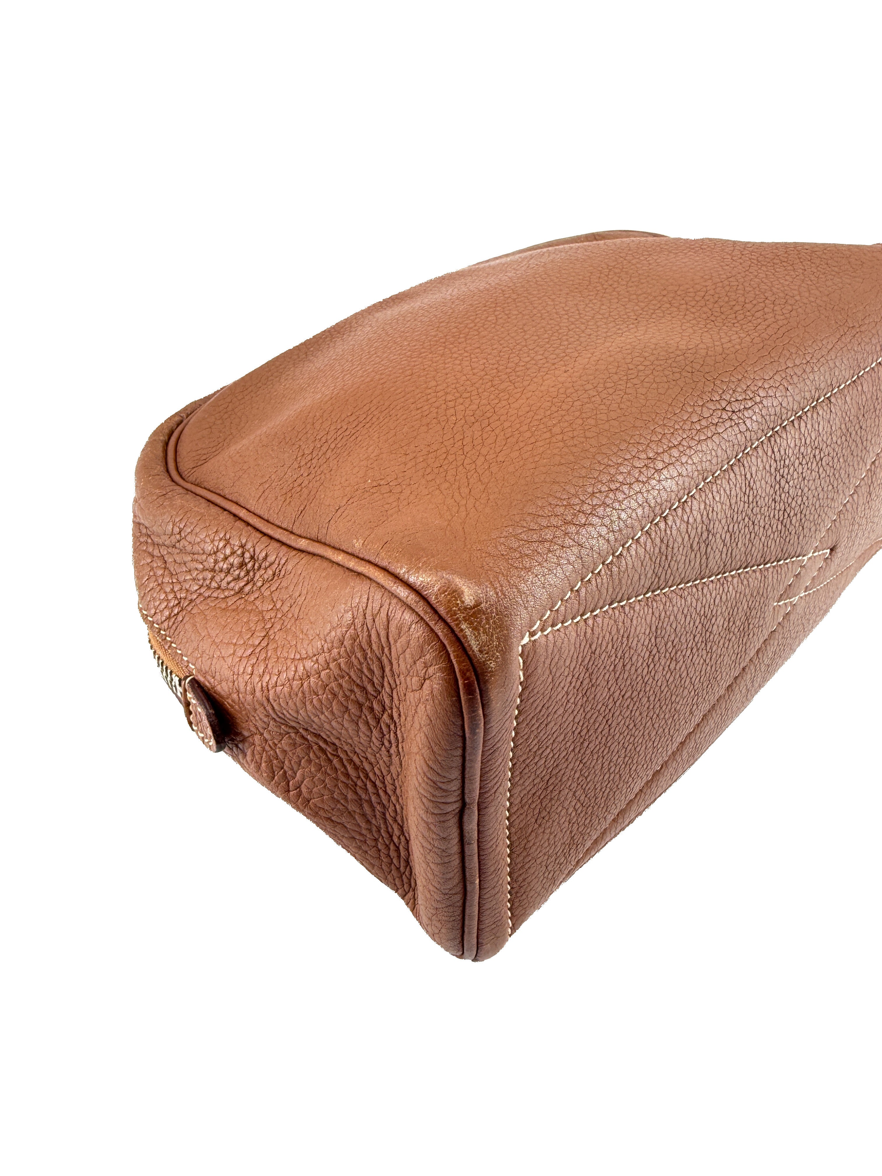 Hermès brown leather Victoria pouch square L