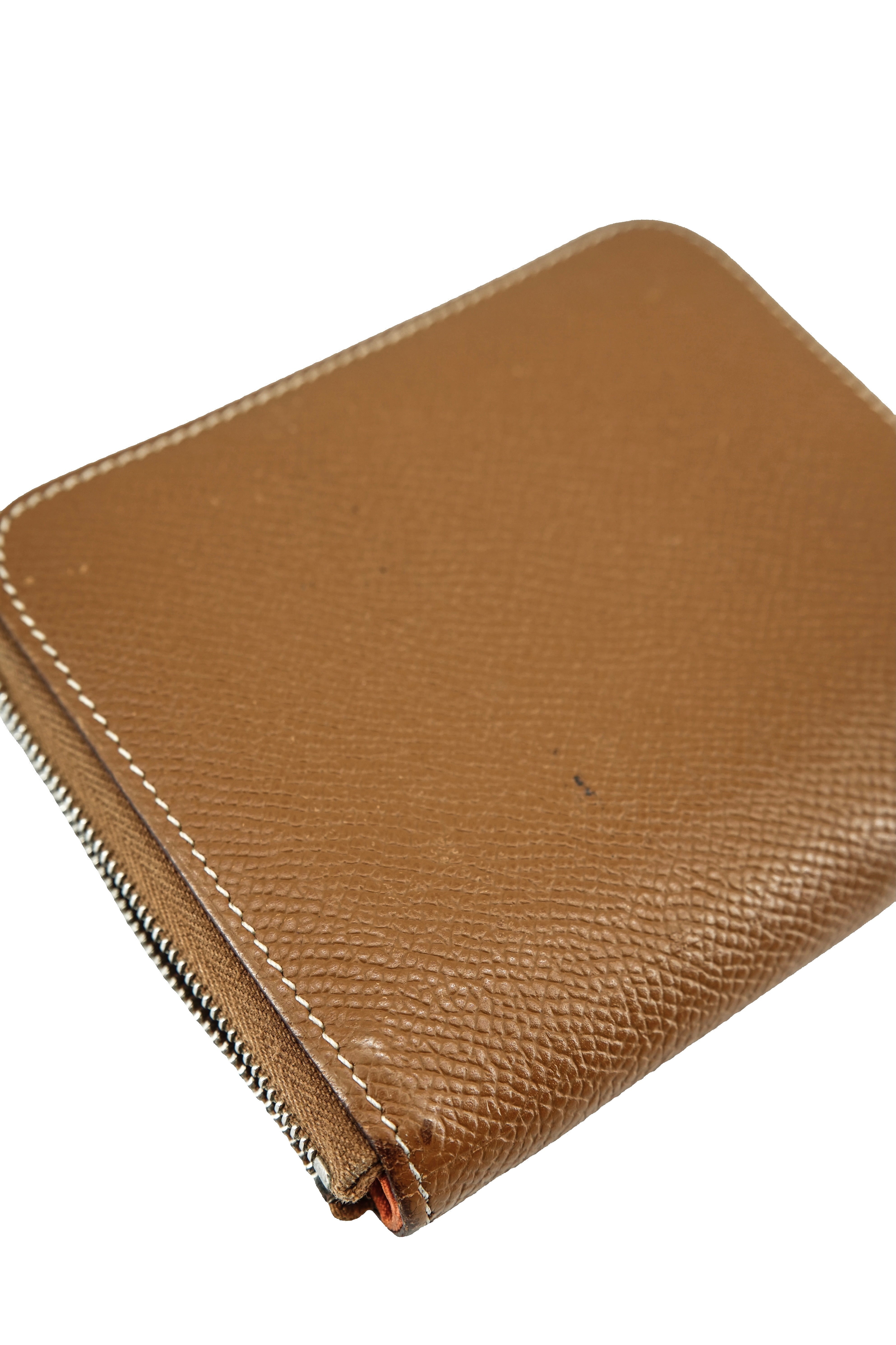 Hermès brown epsom Silkin' Compact wallet Square O
