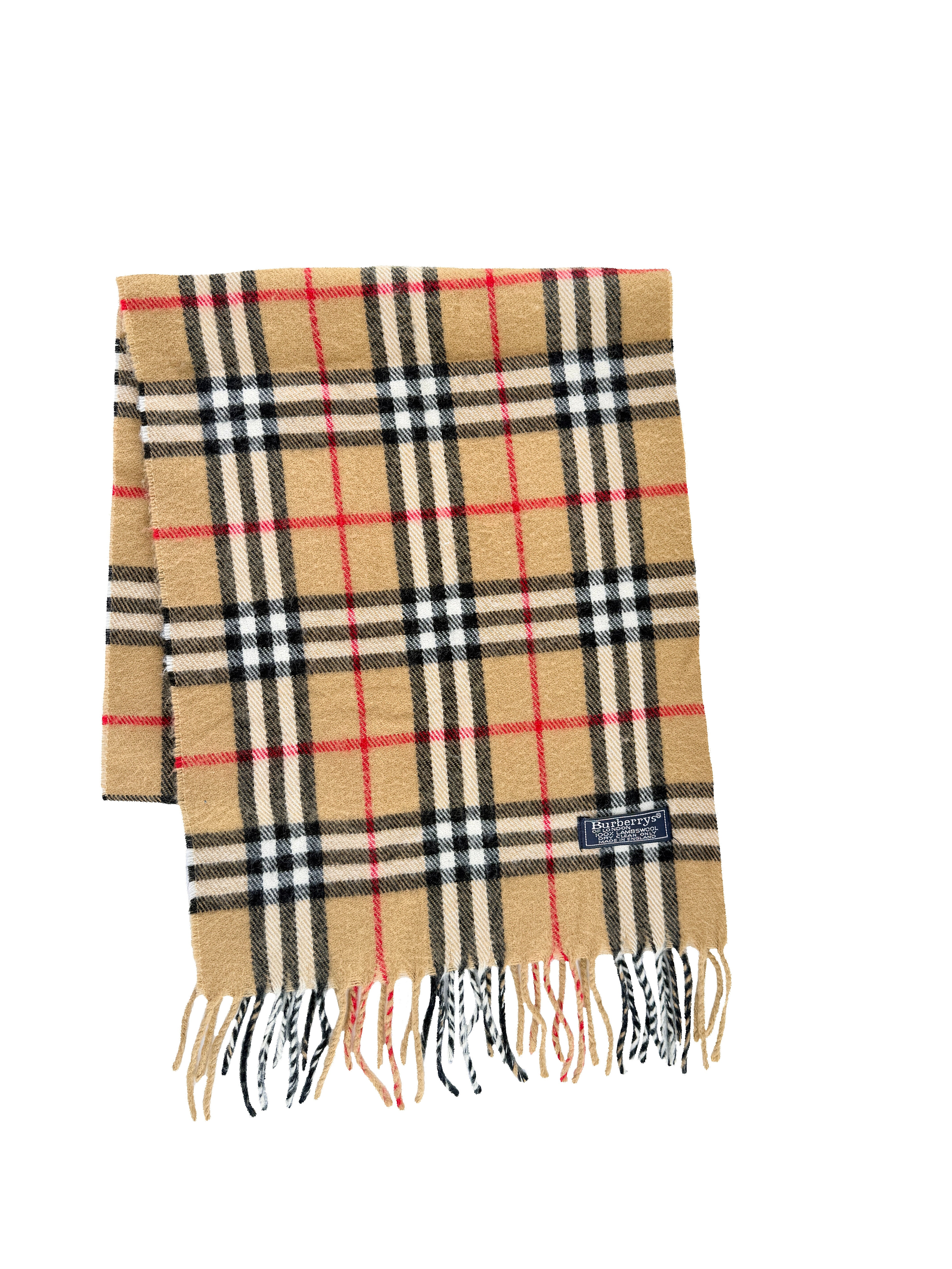 Burberry brown plaid vintage lambswool scarf