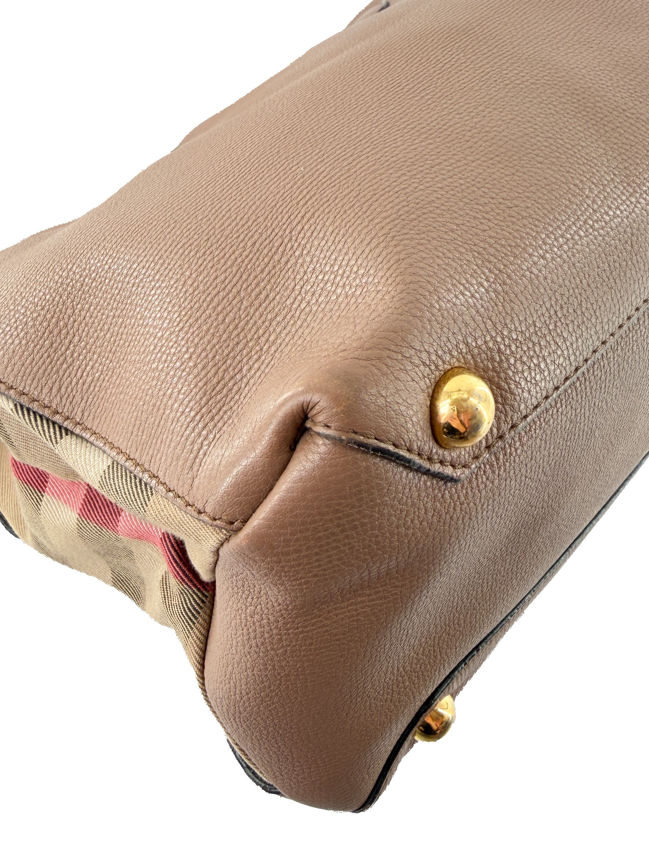 Burberry brown leather medium Banner check tote