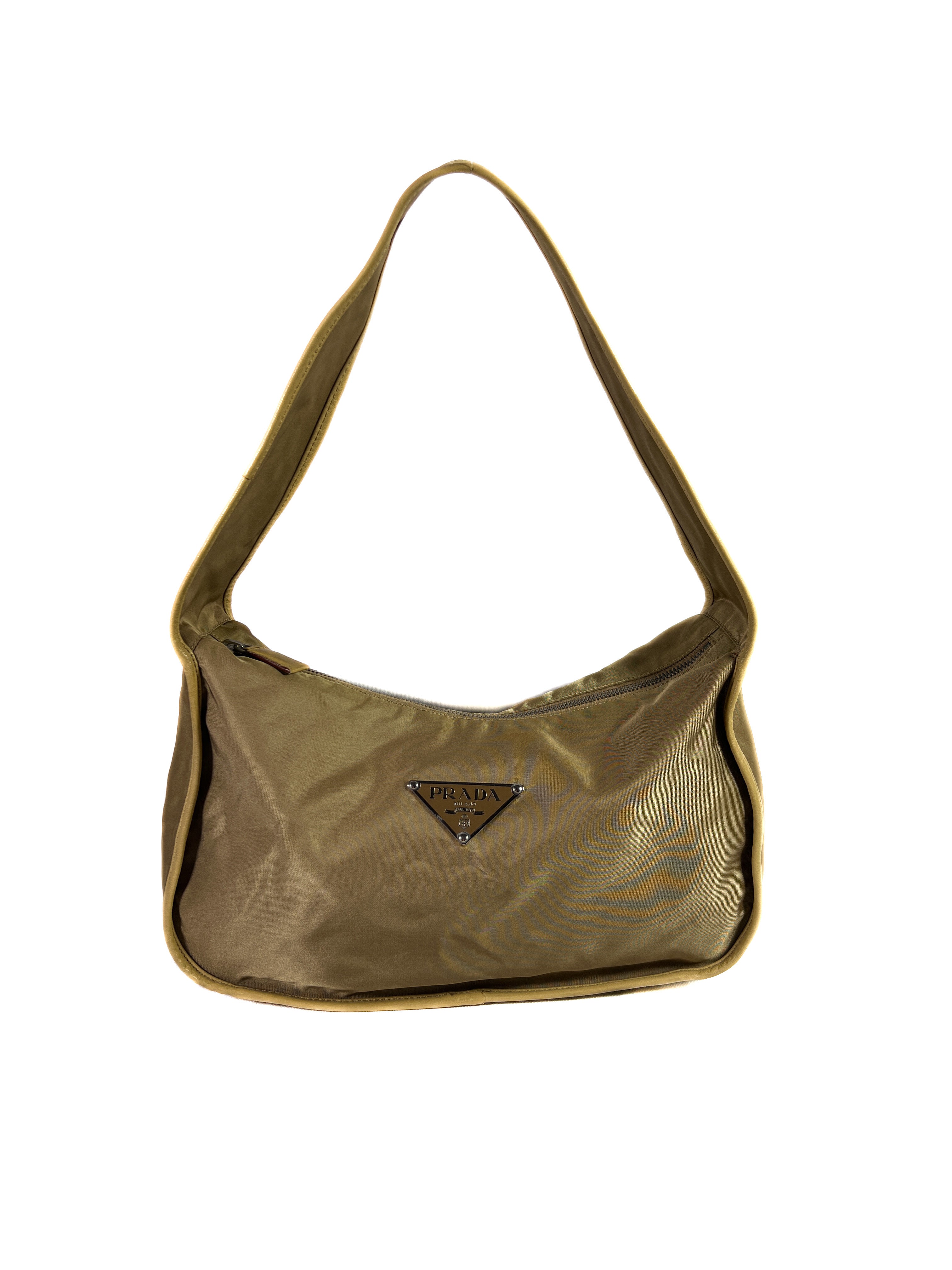 Prada golden beige hobo tessuto shoulder bag