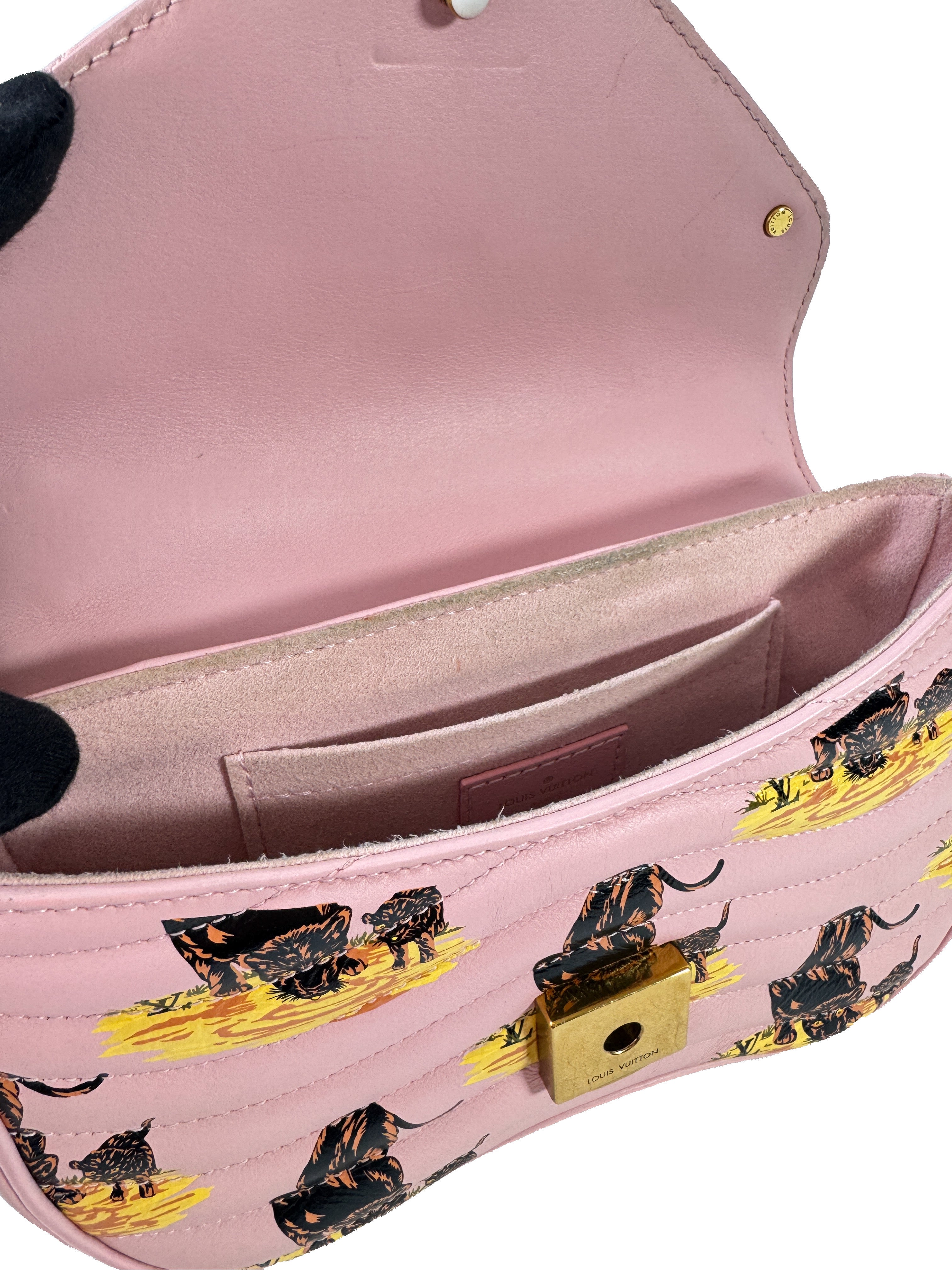 Louis Vuitton pink New Wave chain leopard crossbody PM