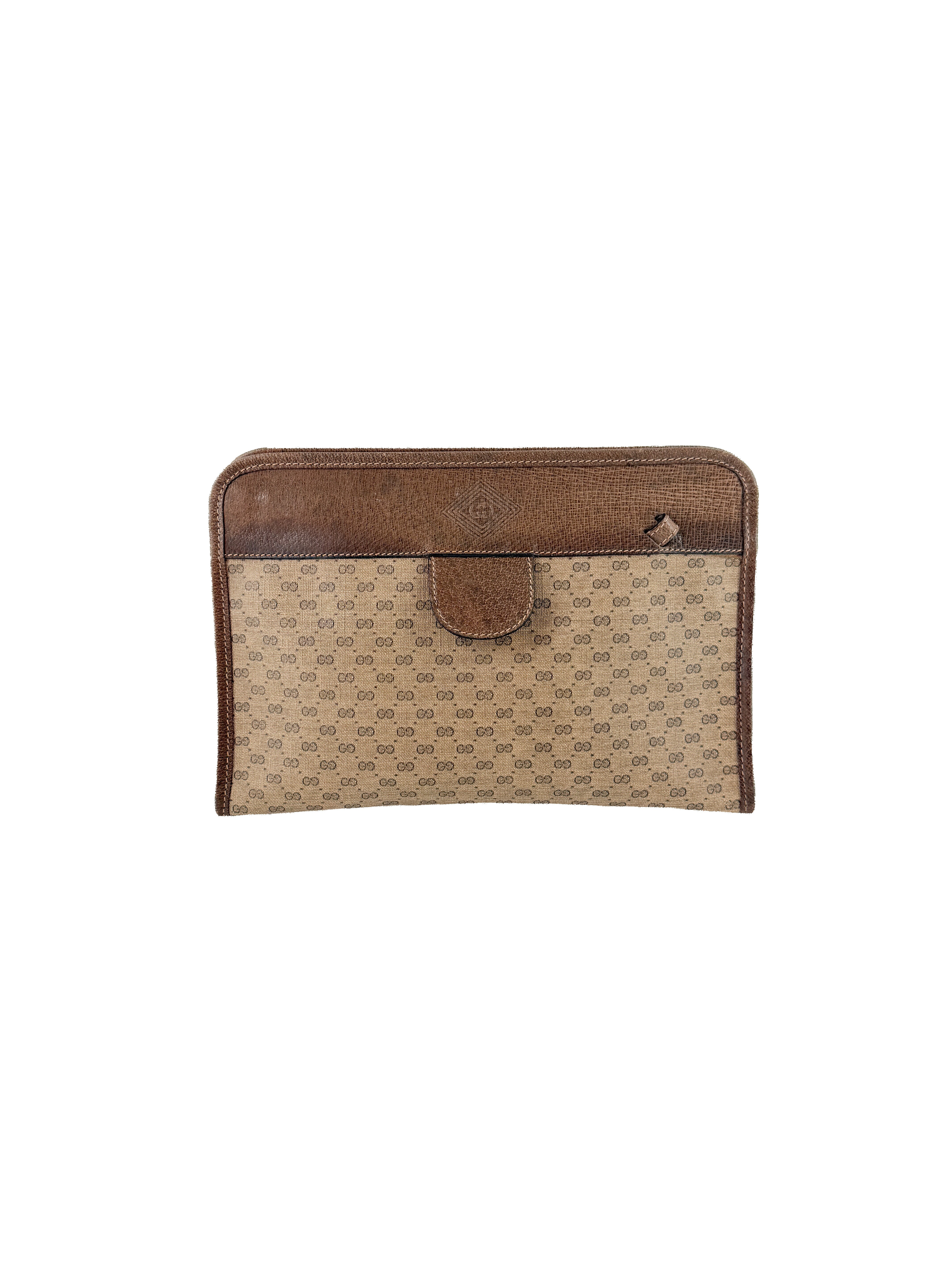Gucci vintage brown micro GG clutch/wristlet 67-039-5465
