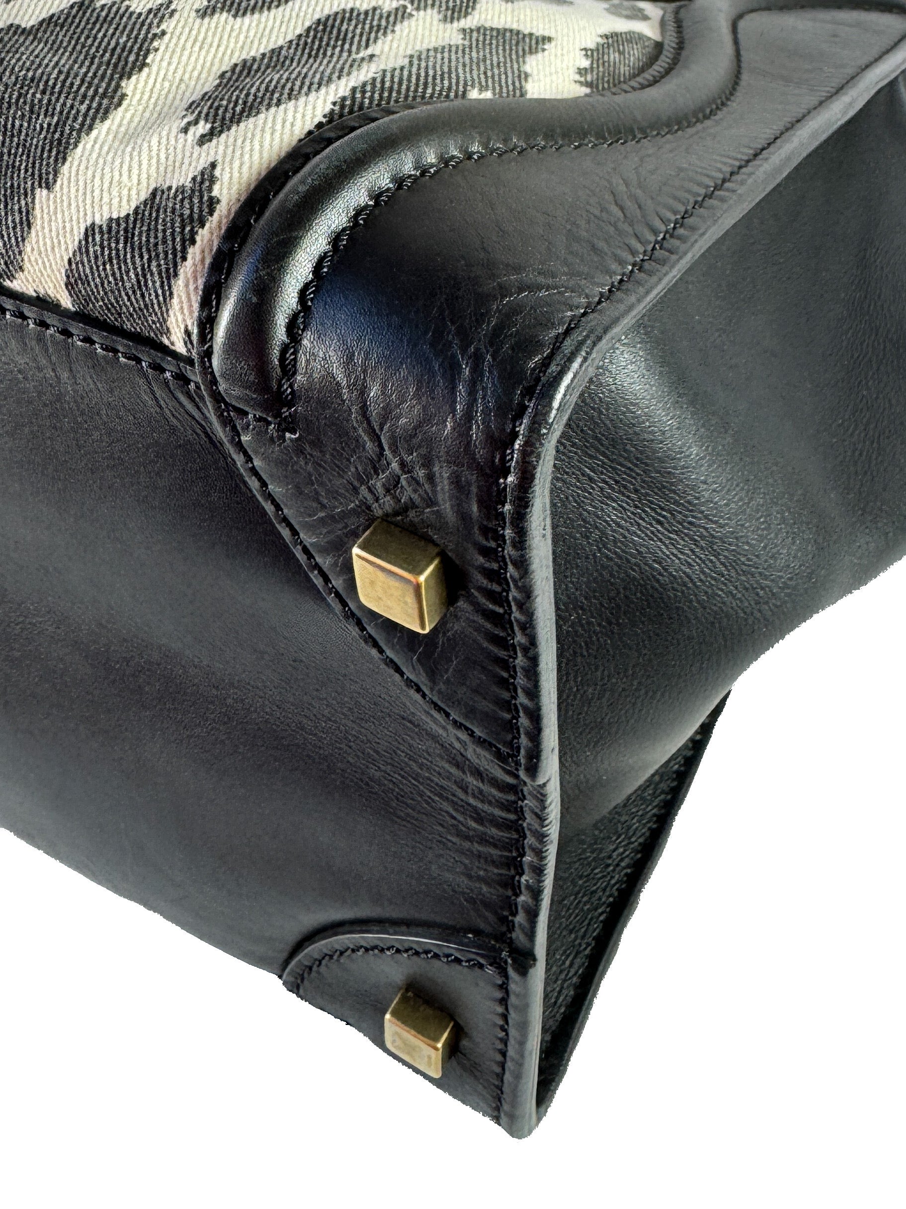 Celine black/white leopard print leather Luggage Mini S-AT-1121 F-CE-1121