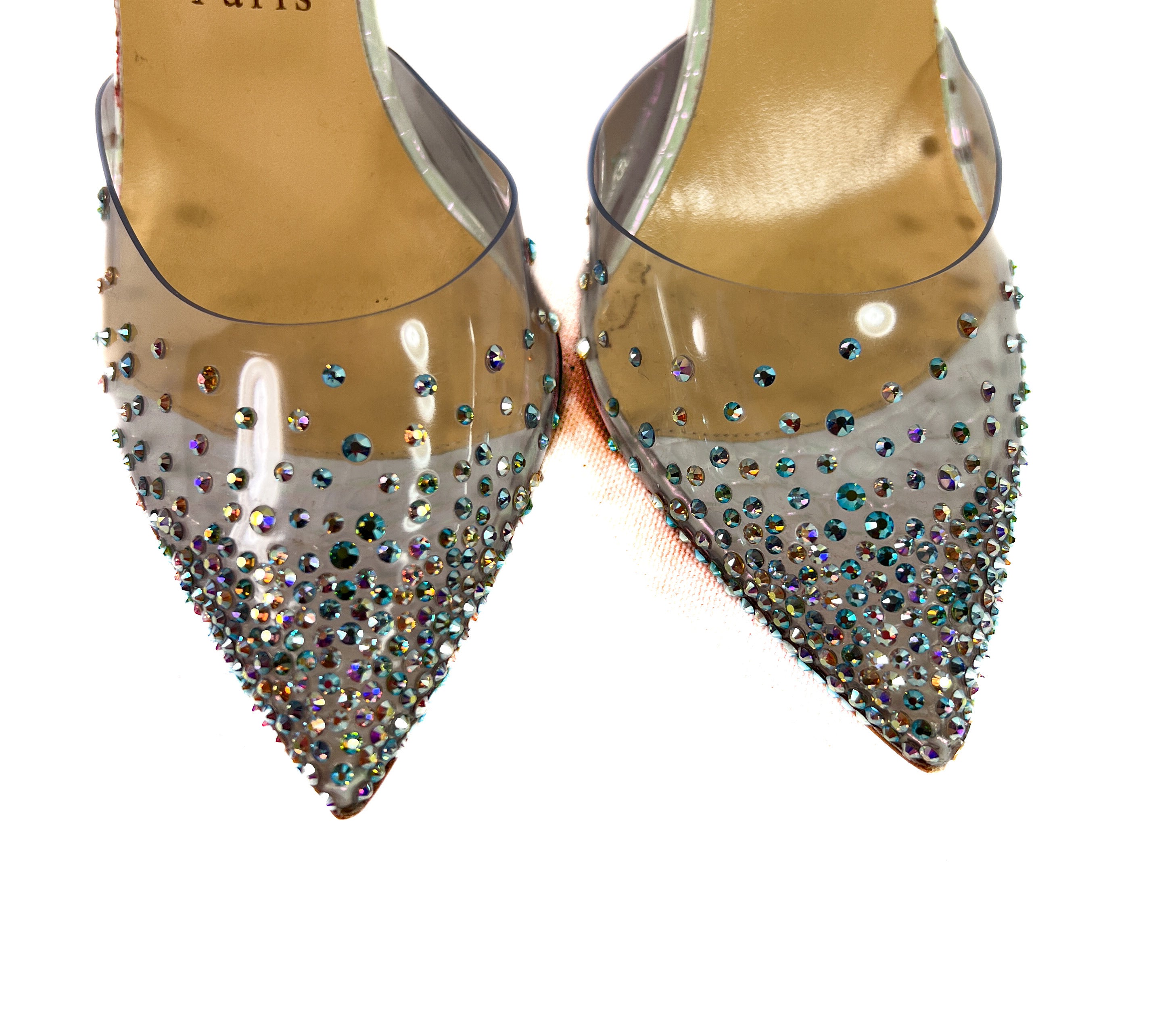 Christian Louboutin spikaqueen white croc embossed pumps size 39