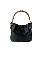 Gucci black leather bamboo handle bag 14095001553