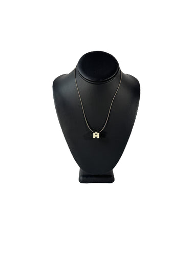Hermès silver/white Cage d' H necklace