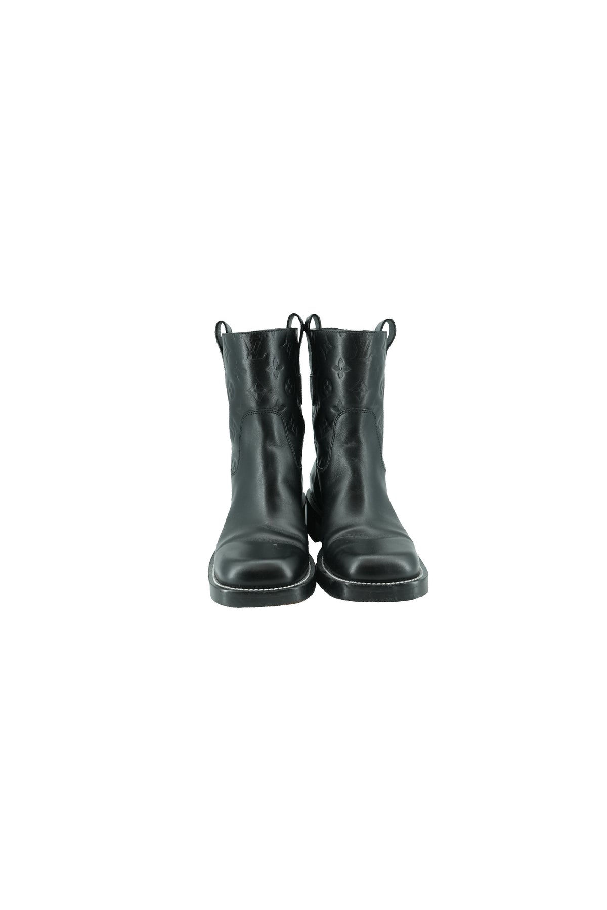 Louis Vuitton black leather monogram Downtown ankle boots size 39