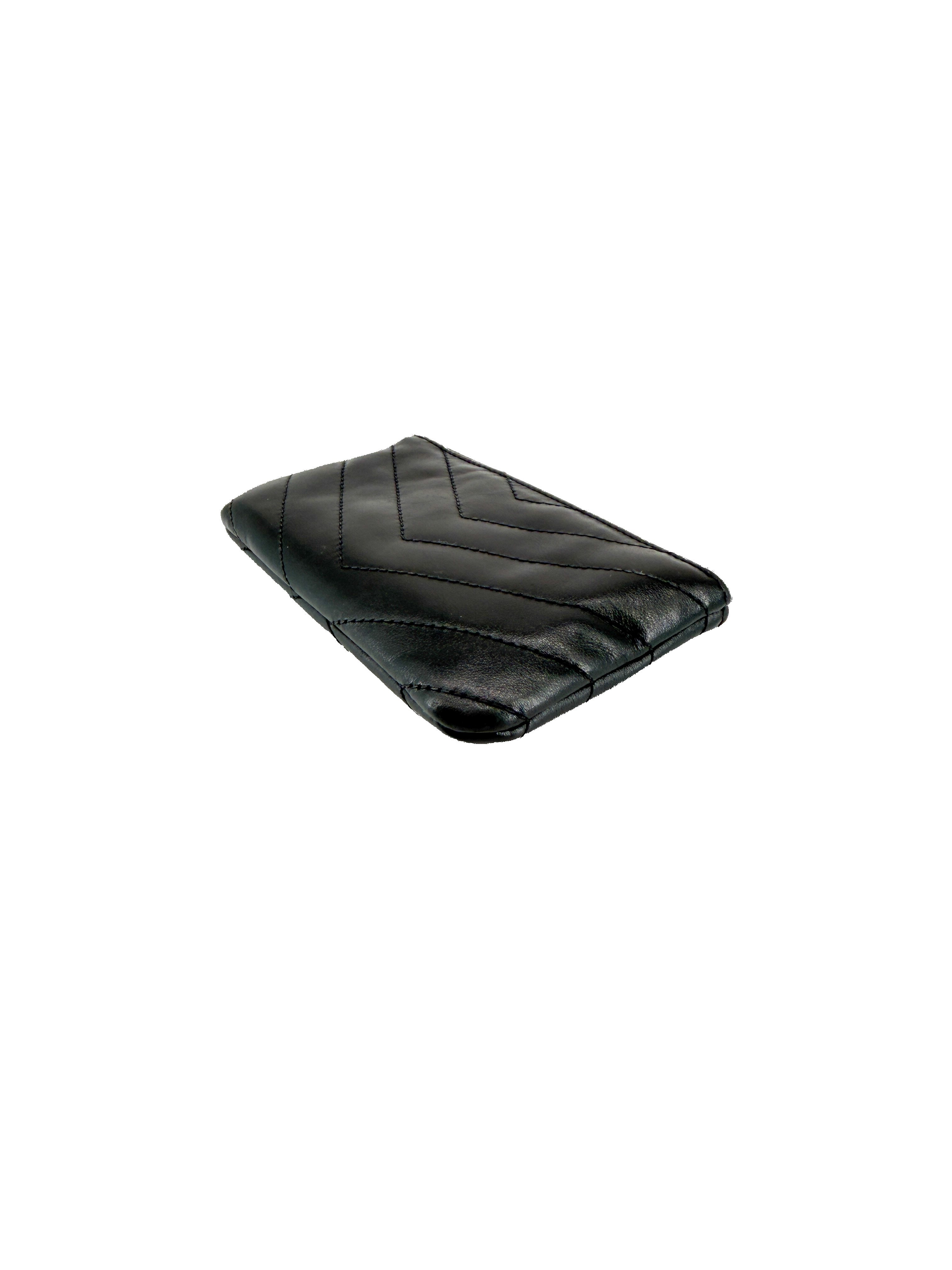 Saint Laurent black leather Cassandre key pouch CFP438386-0120