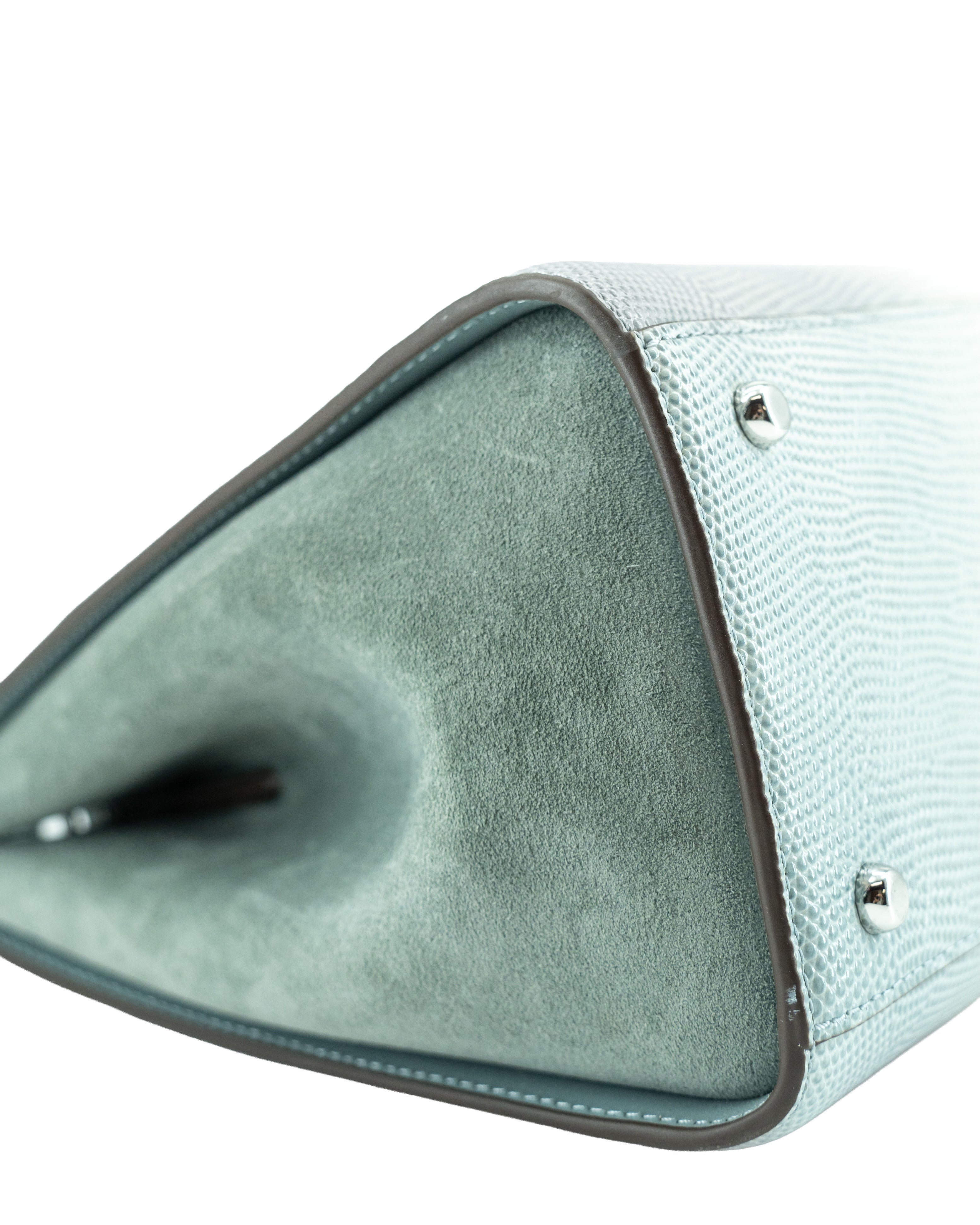 Tory Burch blue cream lizard embossed leather/suede Eleanor