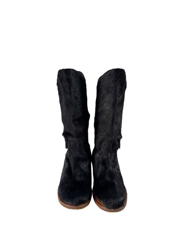 Chanel brown pony hair CC cowboy boots size 39 K C36250