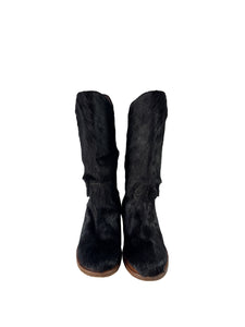 Chanel brown pony hair CC cowboy boots size 39 K C36250