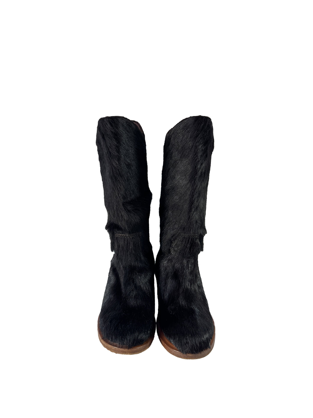 Chanel brown pony hair CC cowboy boots size 39 K C36250