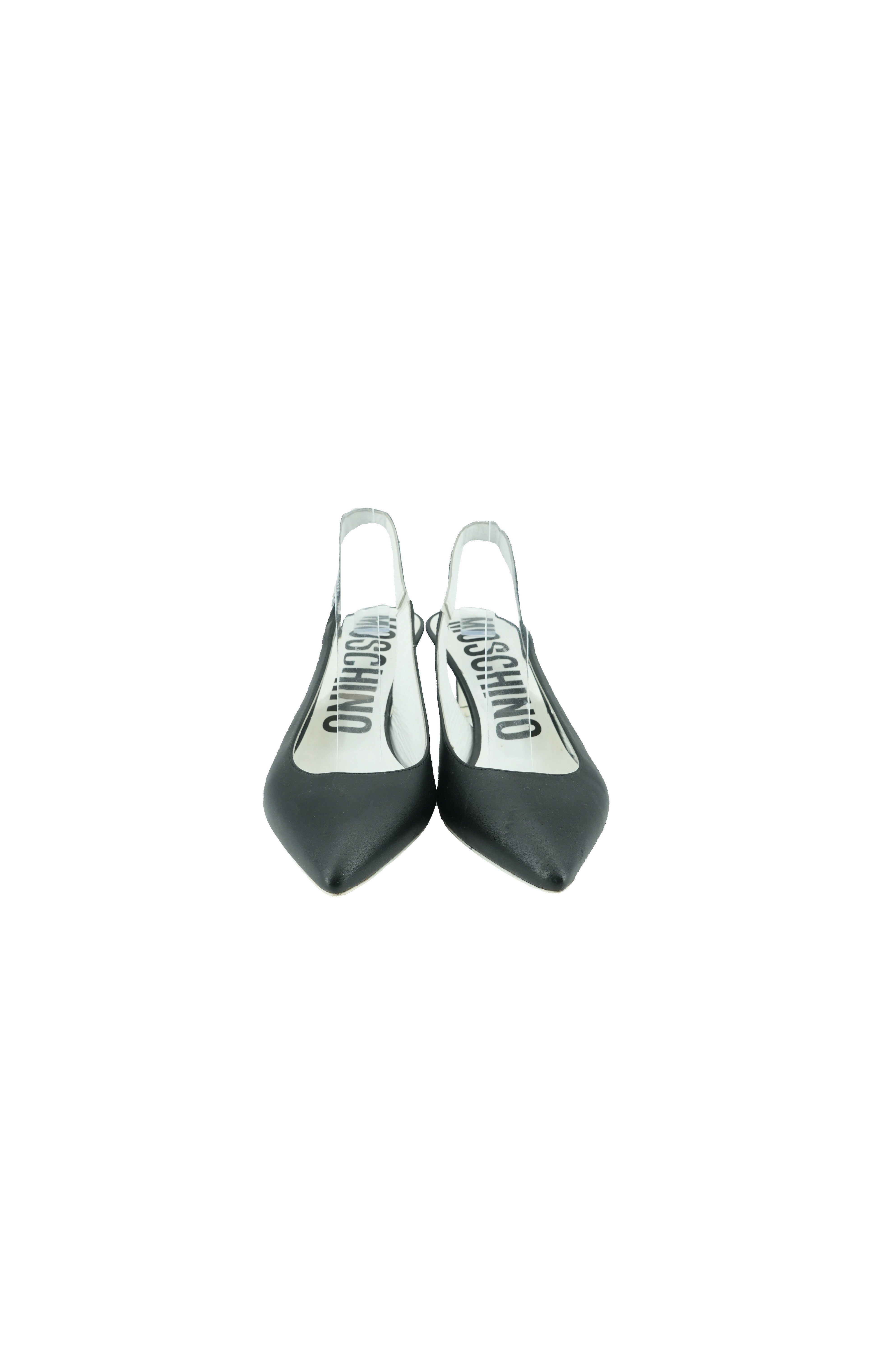 Moschino black logo slingback pumps size 38