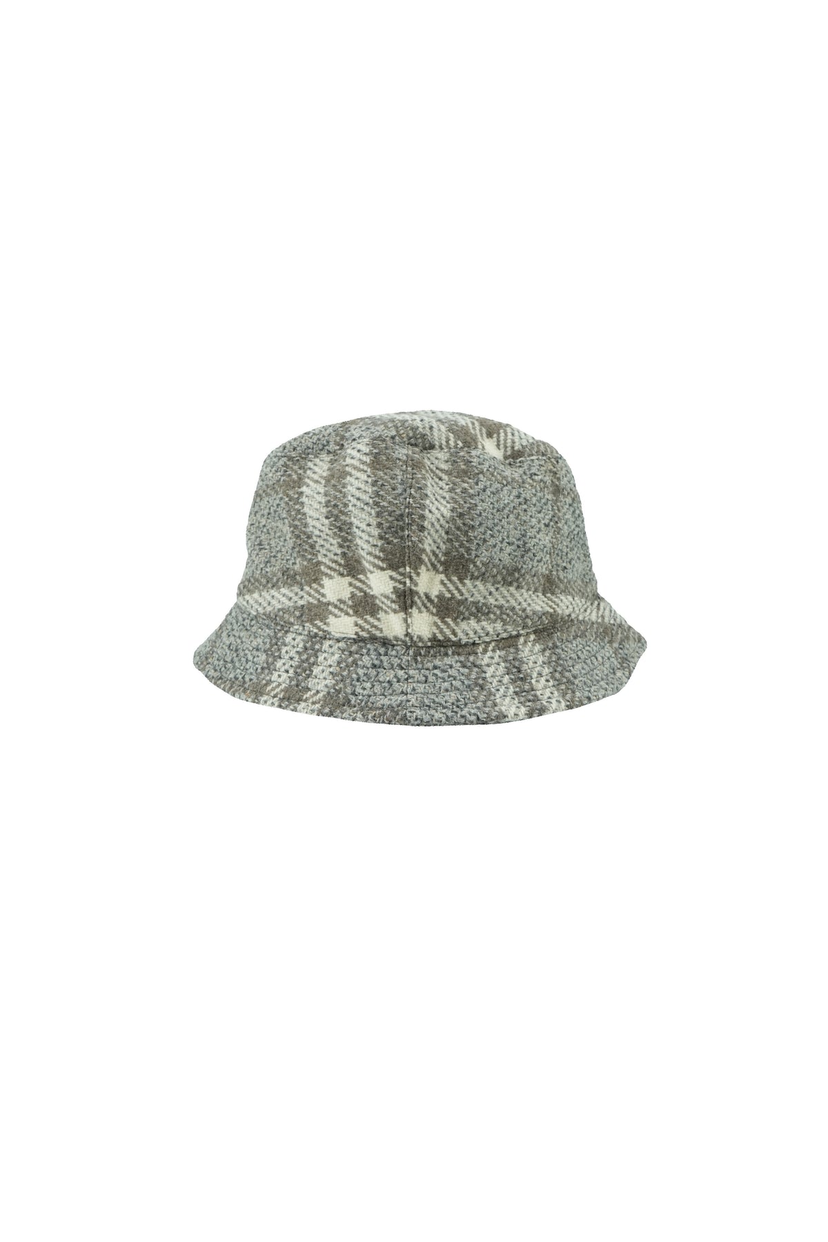 Burberry gray, brown, cream plaid wool bucket hat size M