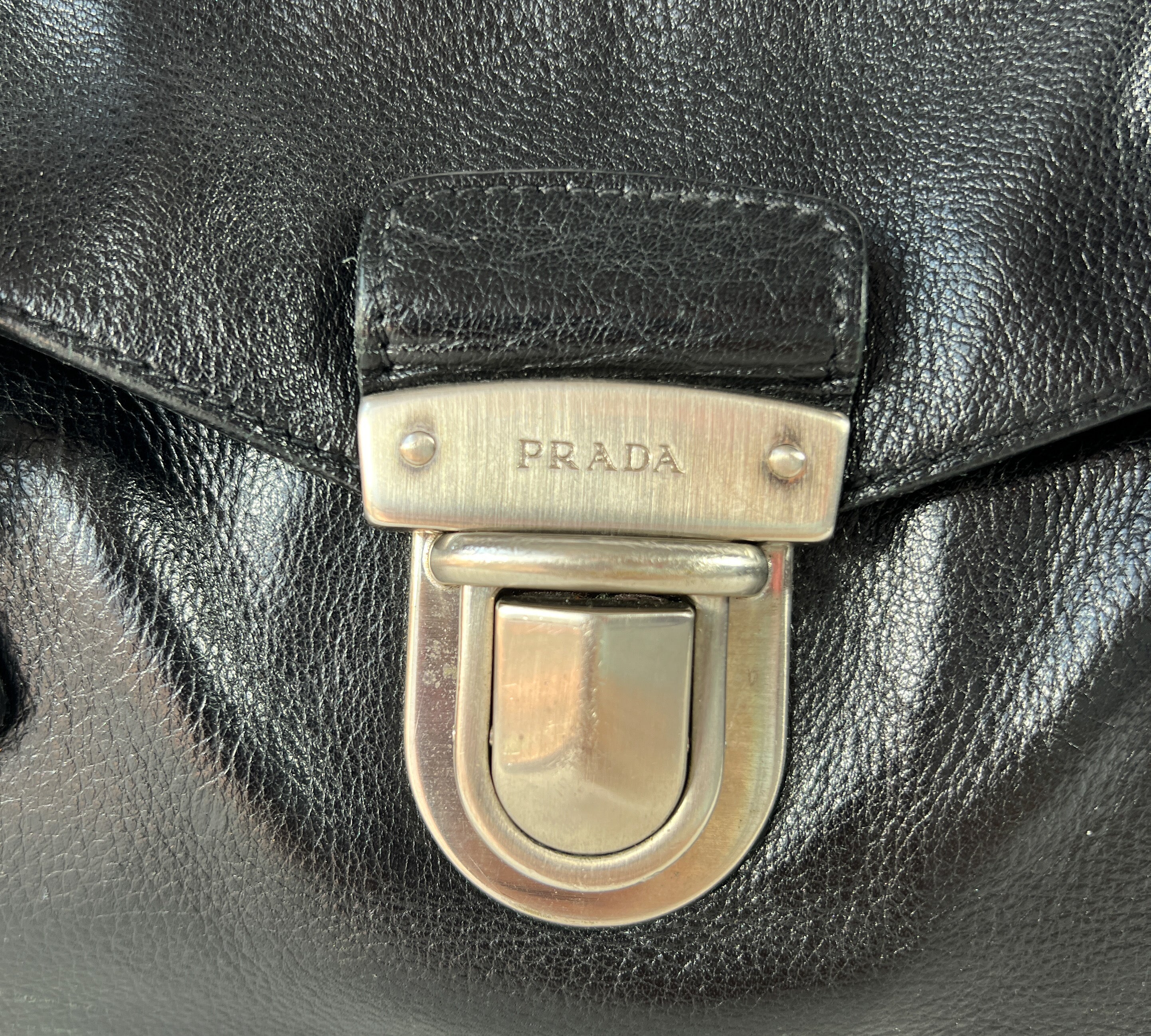 Prada black leather shoulder bag