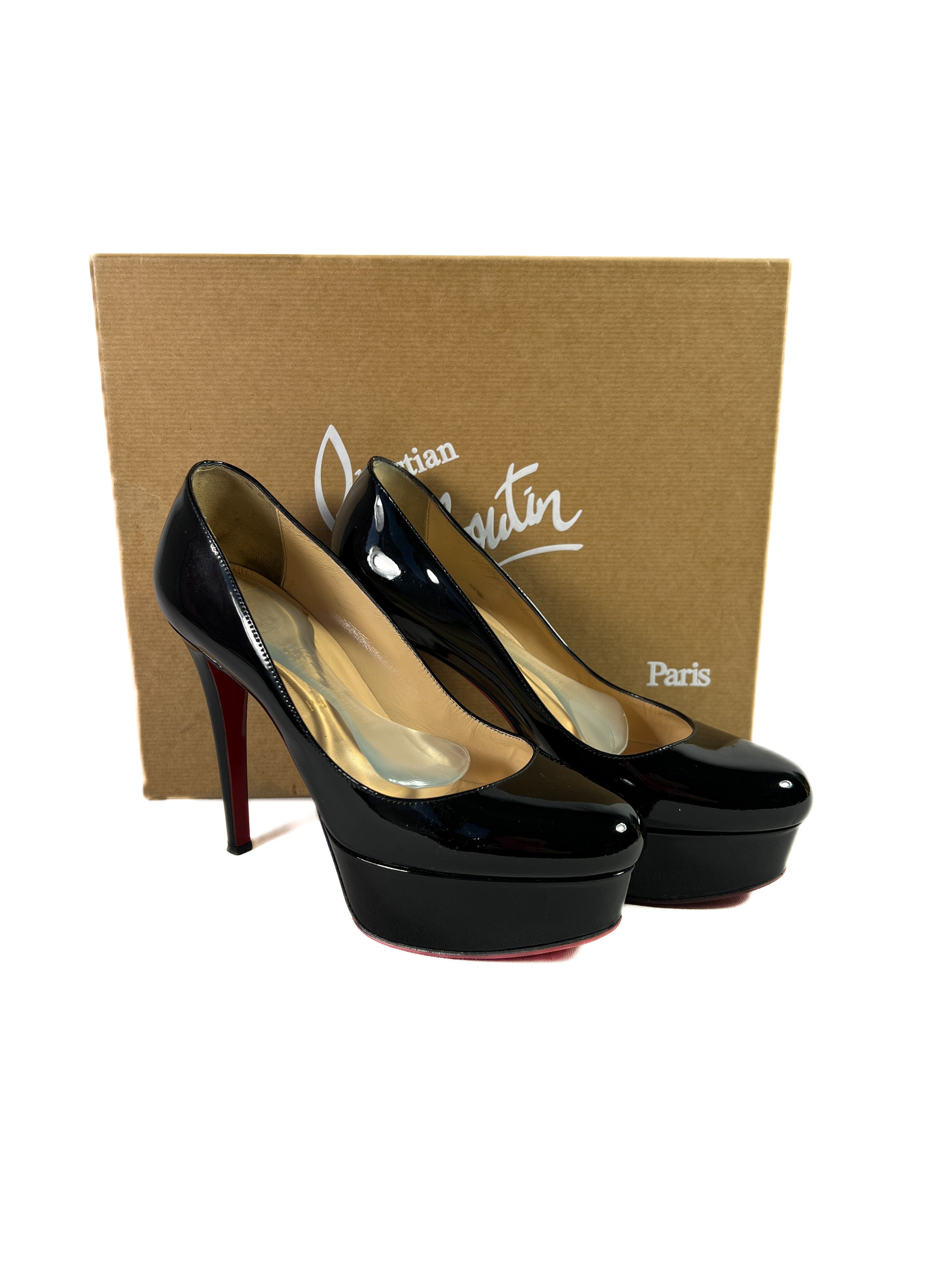 Christian Louboutin black patent Bianca 120 pumps size 36.5