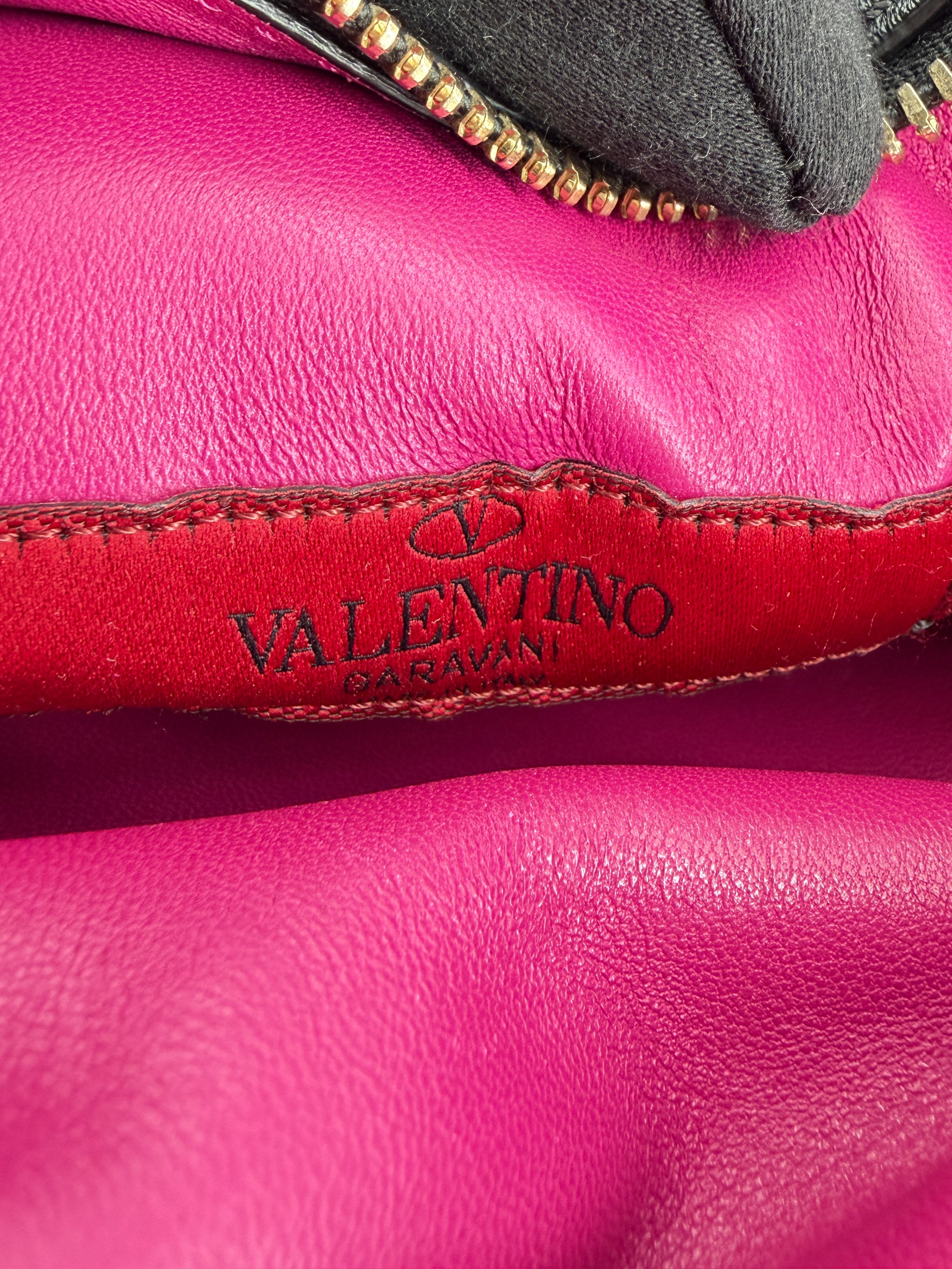 Valentino pink, black rockstud mini leather backpack