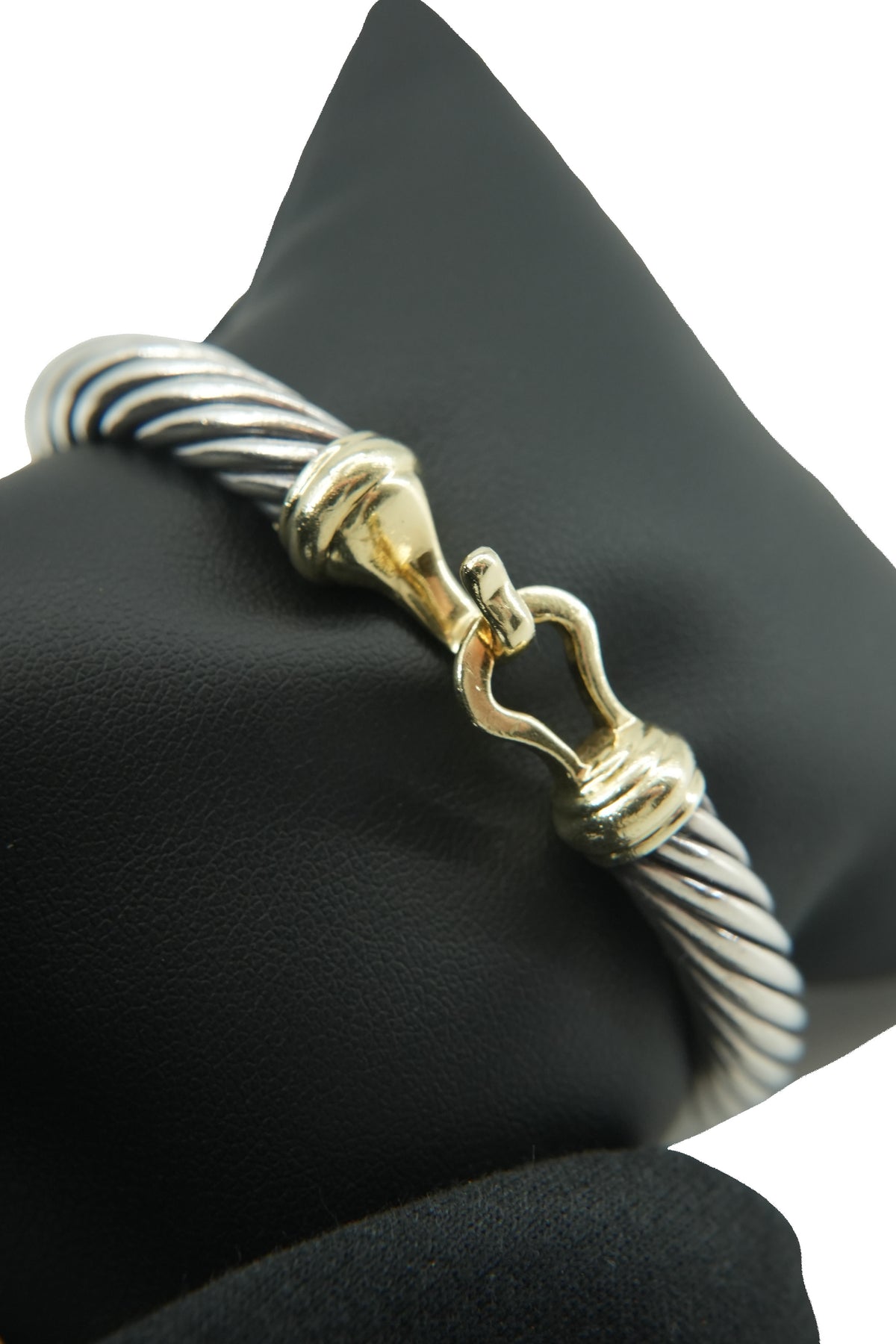 David Yurman sterling silver 7MM yellow gold buckle bracelet
