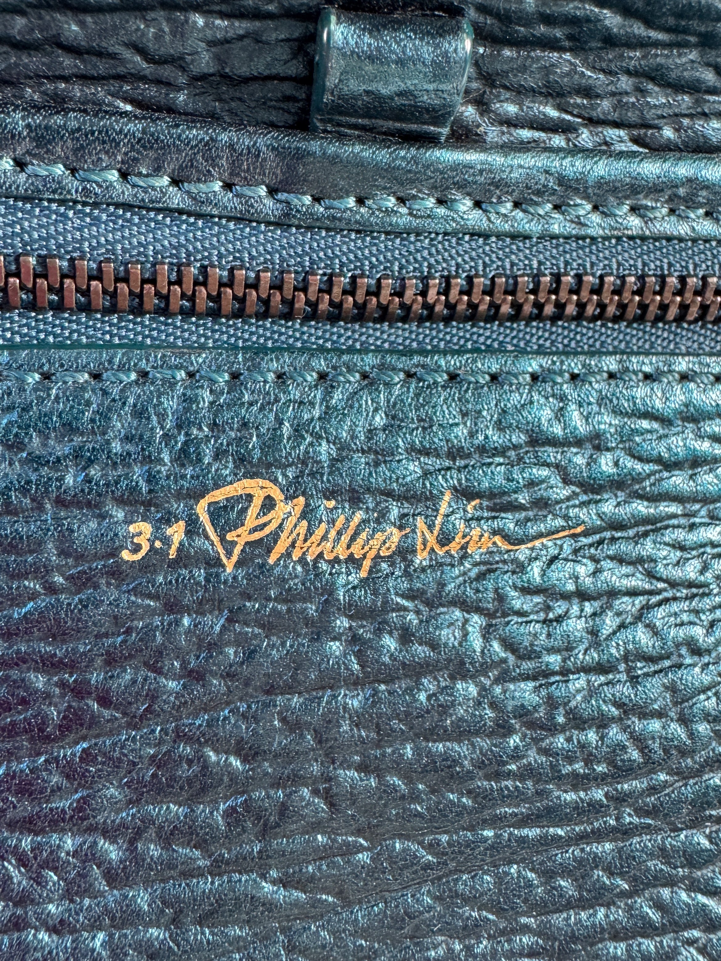 3.1 Phillip Lim teal metallic nano Pashli satchel