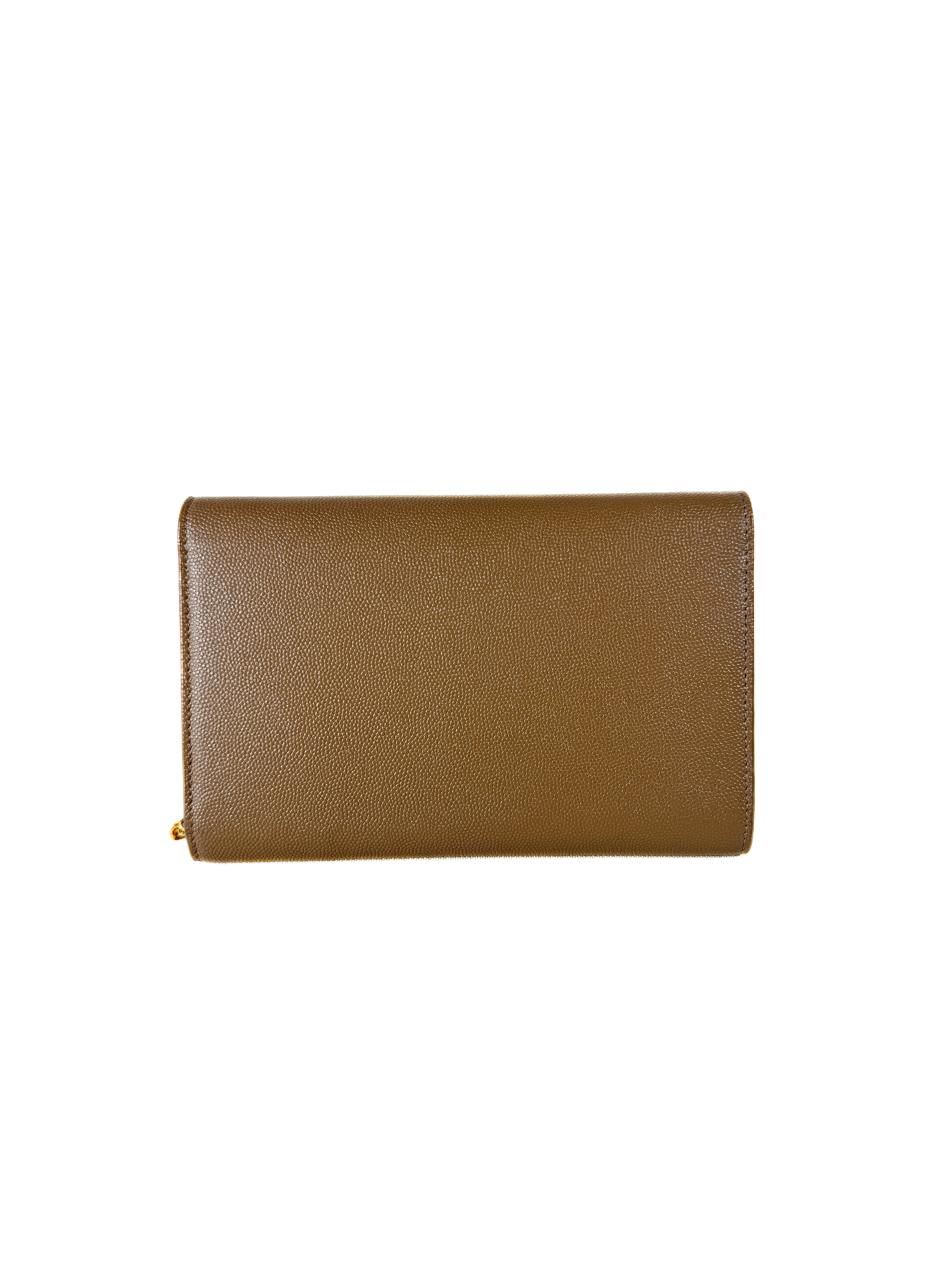 Saint Laurent taupe uptown chain wallet GNC607788 0722