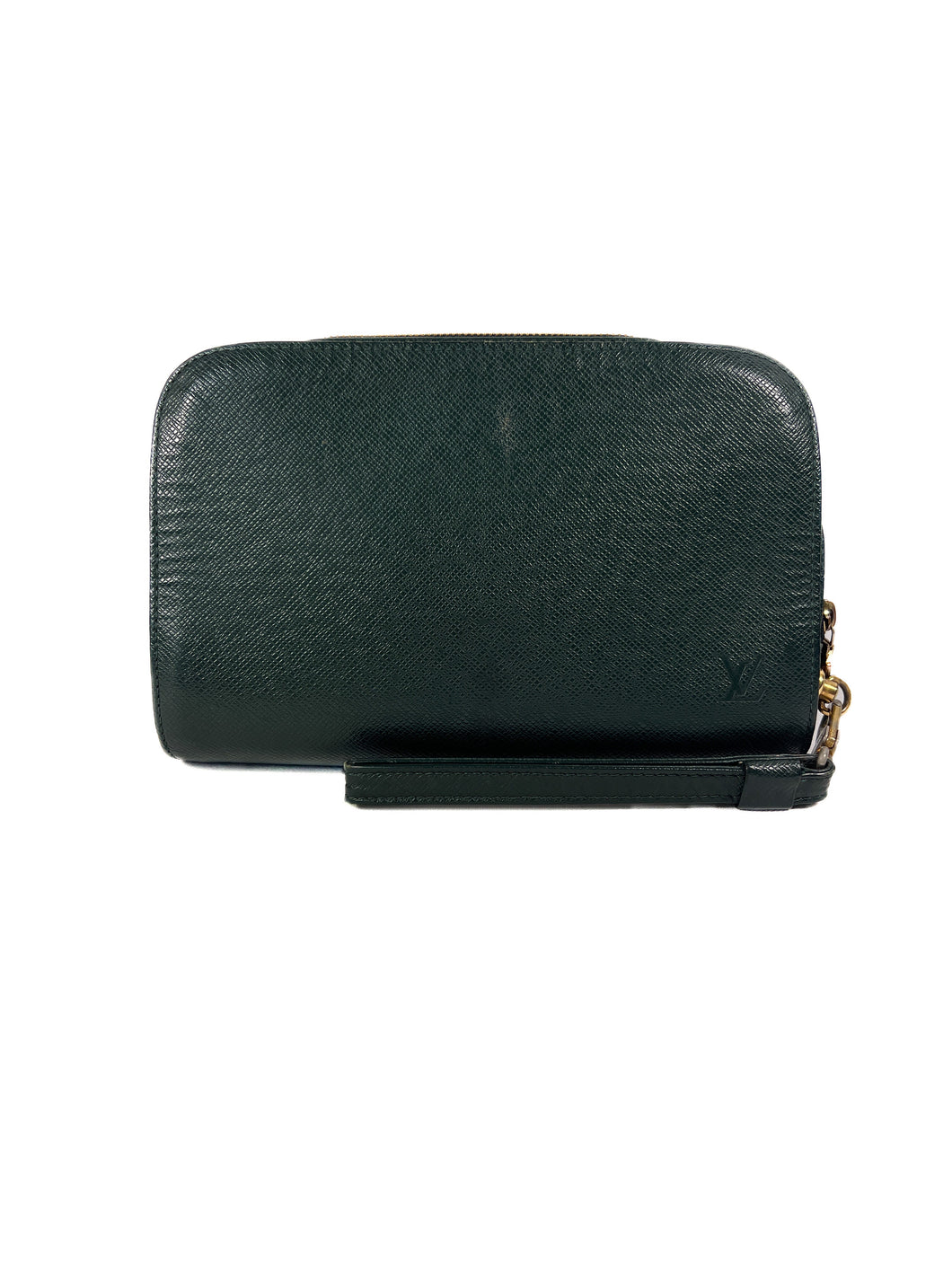 Louis Vuitton green Baikal Taiga leather wristlet/clutch 1997