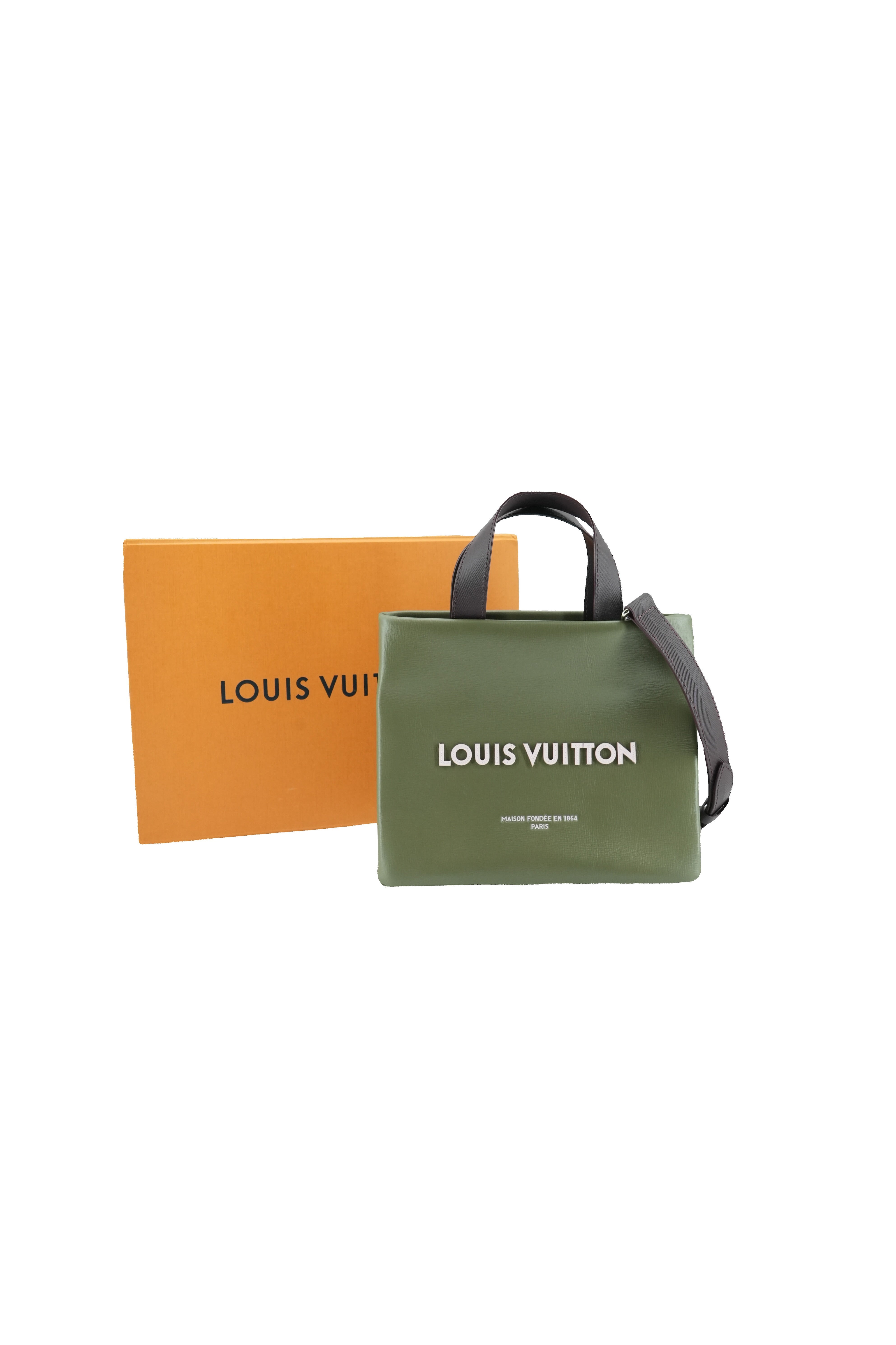 Louis Vuitton Calfskin Mini Shopper Tote Khaki Green NFC