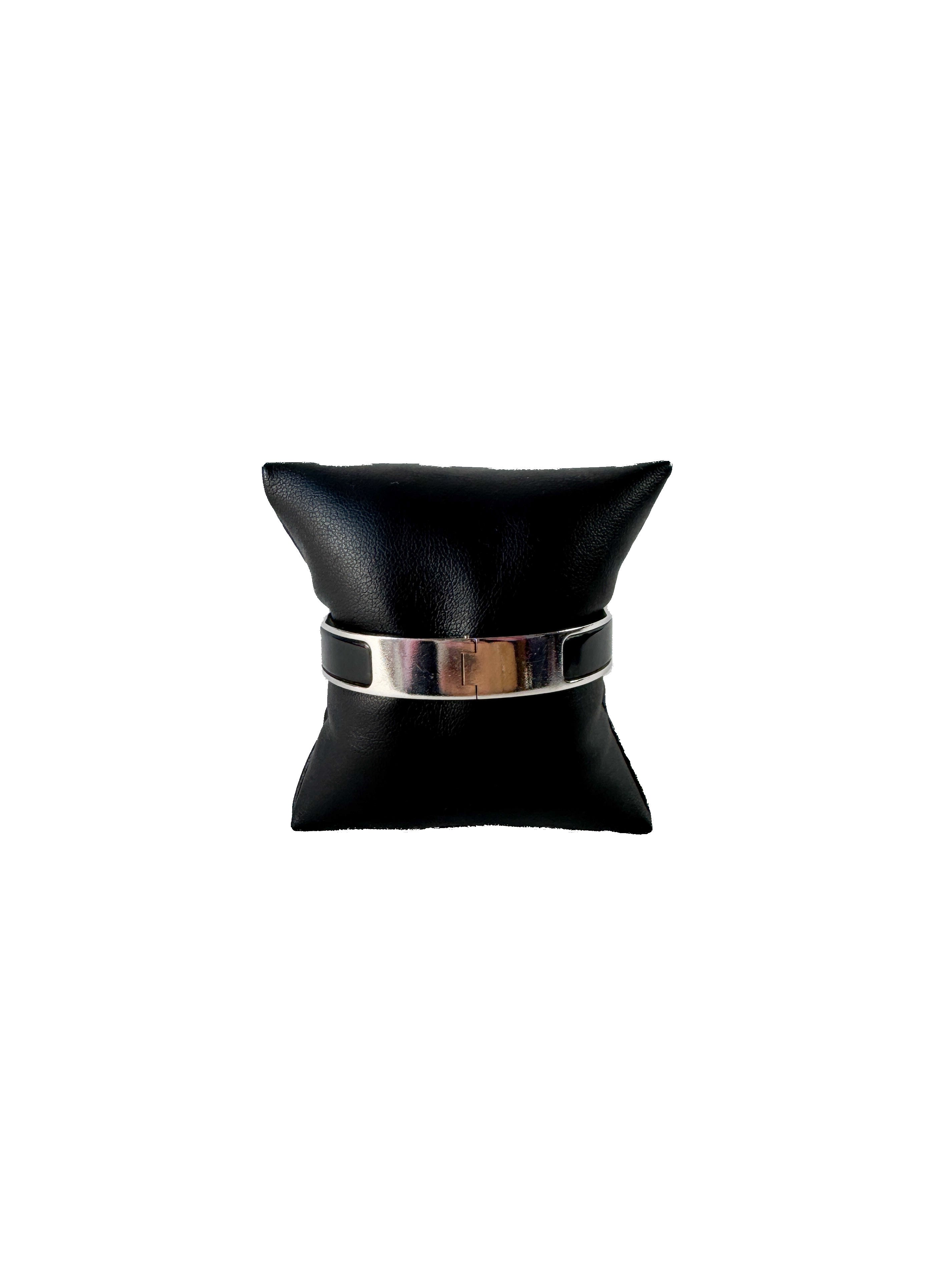 Hermès black & silver Clic H bracelet PM