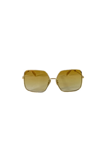 Celine gold metal oversized square sunglasses *case*