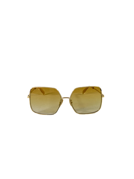 Celine gold metal oversized square sunglasses *case* display picture 3