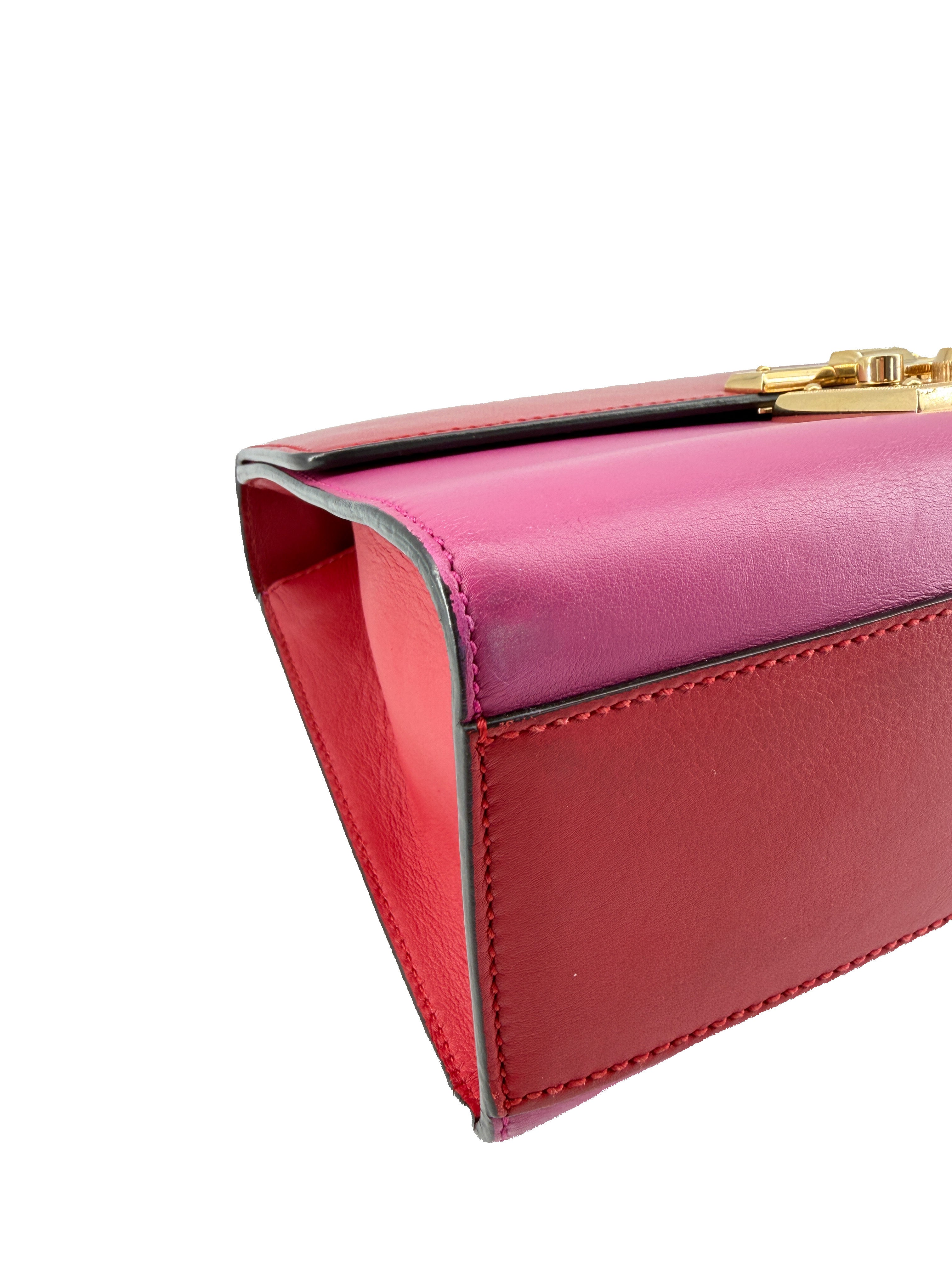 Gucci red, pink leather Medium Padlock shoulder bag 409486 498879