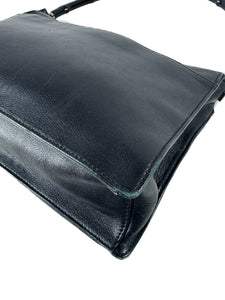 Gucci black leather bamboo handle bag 001-3239 001992