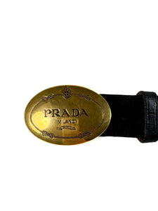 Prada black leather studded belt size 85 34