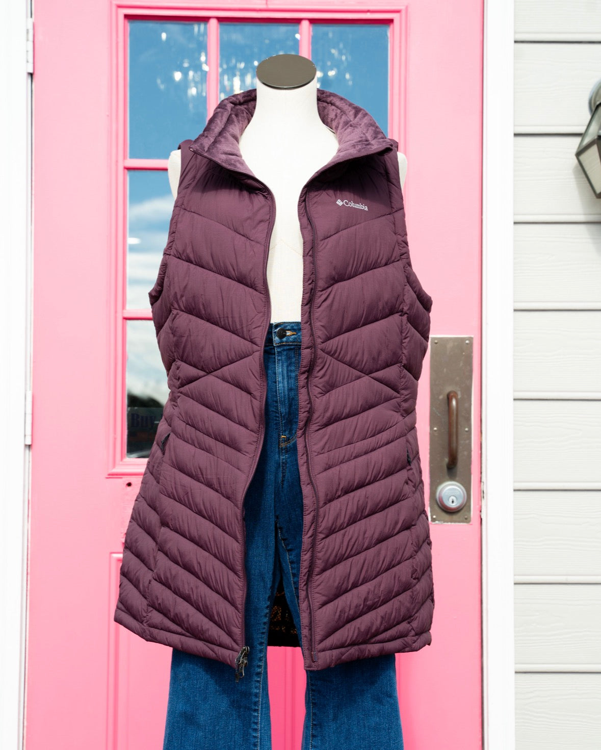Columbia purple puffer vest size XL