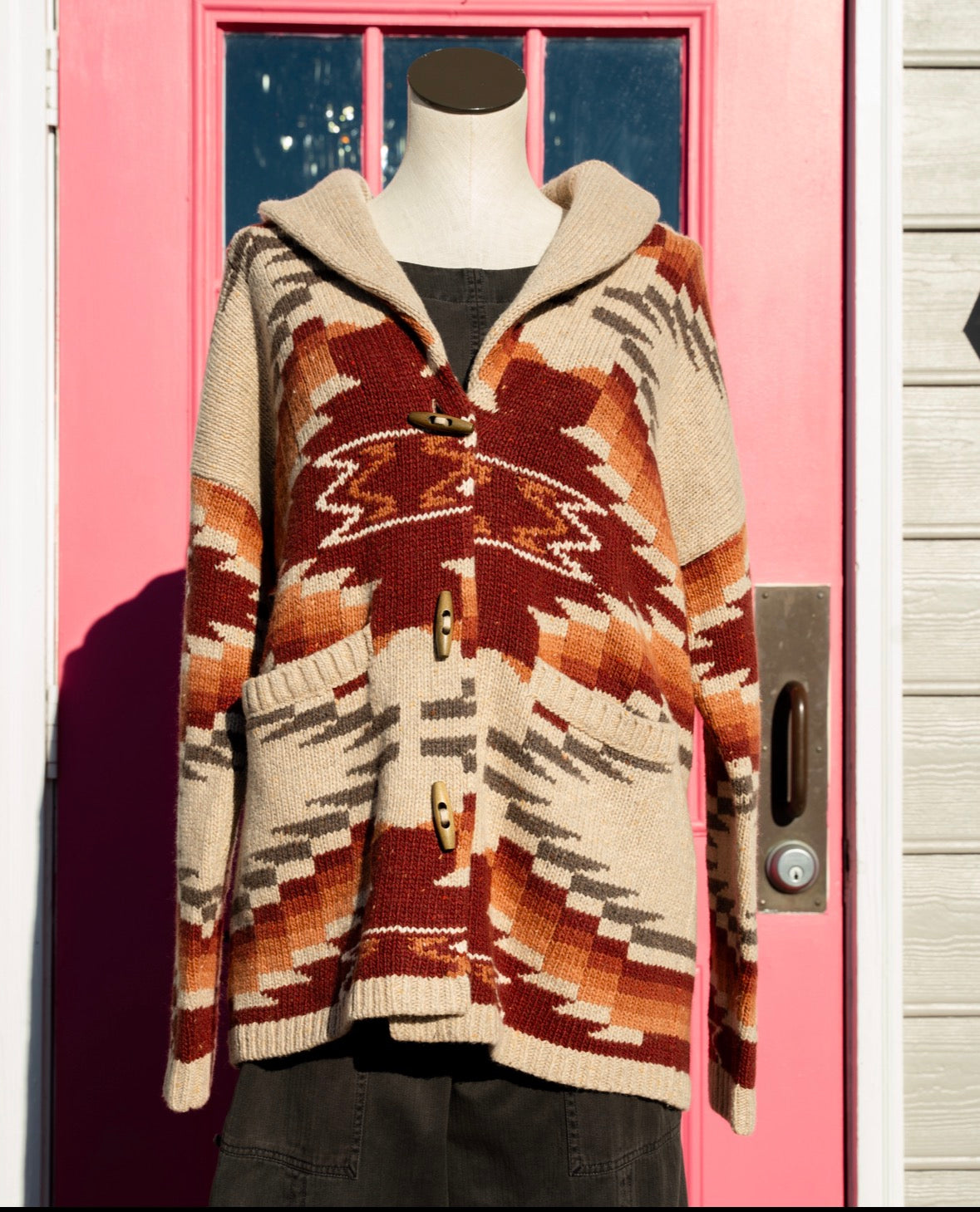 Faherty brown red Lehi cardigan size L NWT