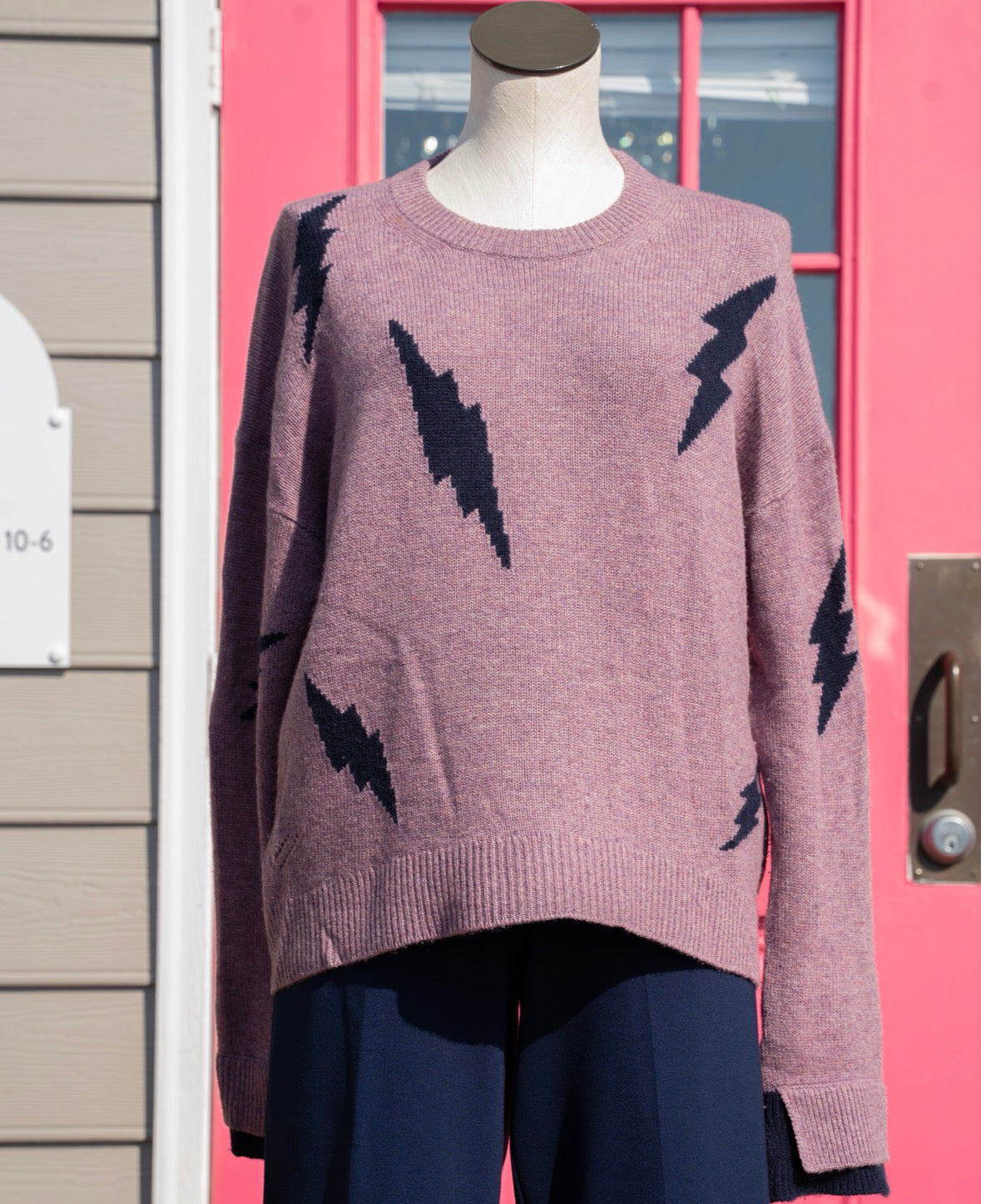 Zadig & Voltaire purple navy lightning bolt cashmere sweater size L