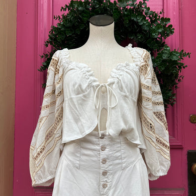 Free People cream cropped top size L NWT