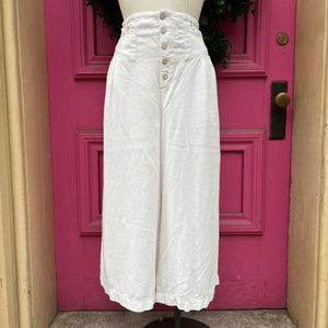 Anthropologie cream wide leg pants size L
