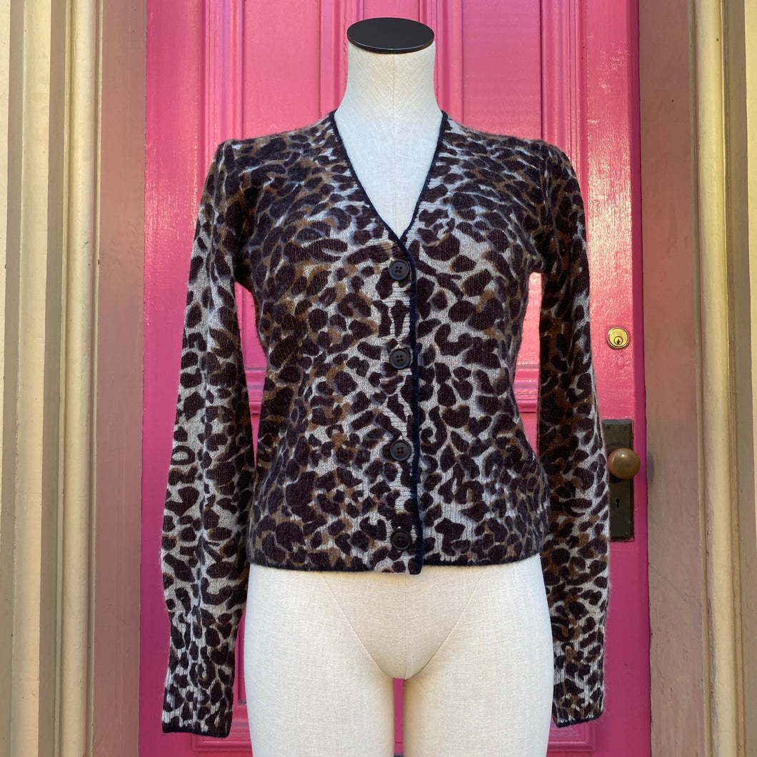 360 Cashmere leopard print cardigan size Small New With Tags