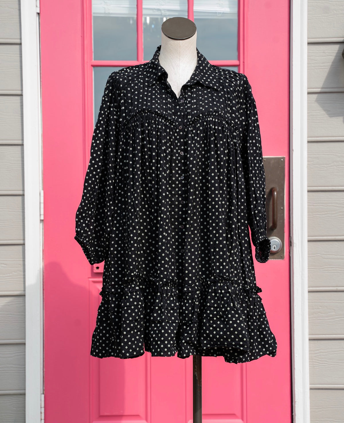 Free People black cream print dress size M