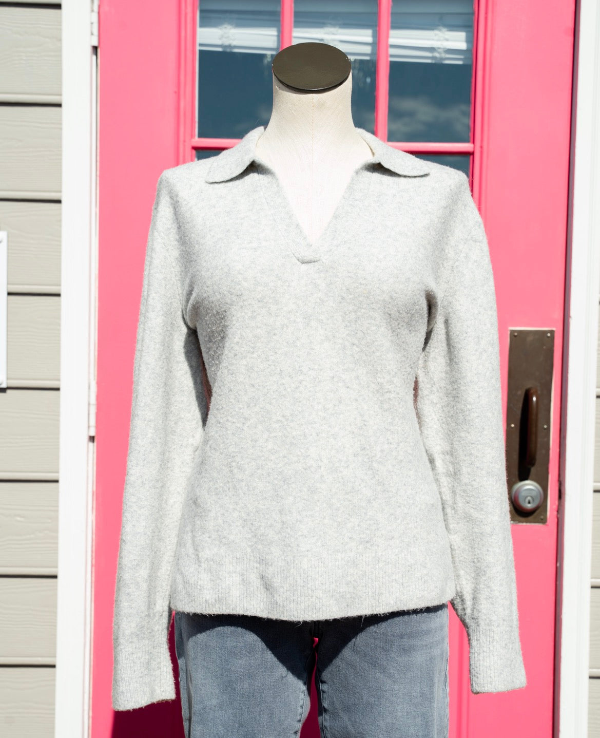 J. Crew gray polo super soft sweater size L