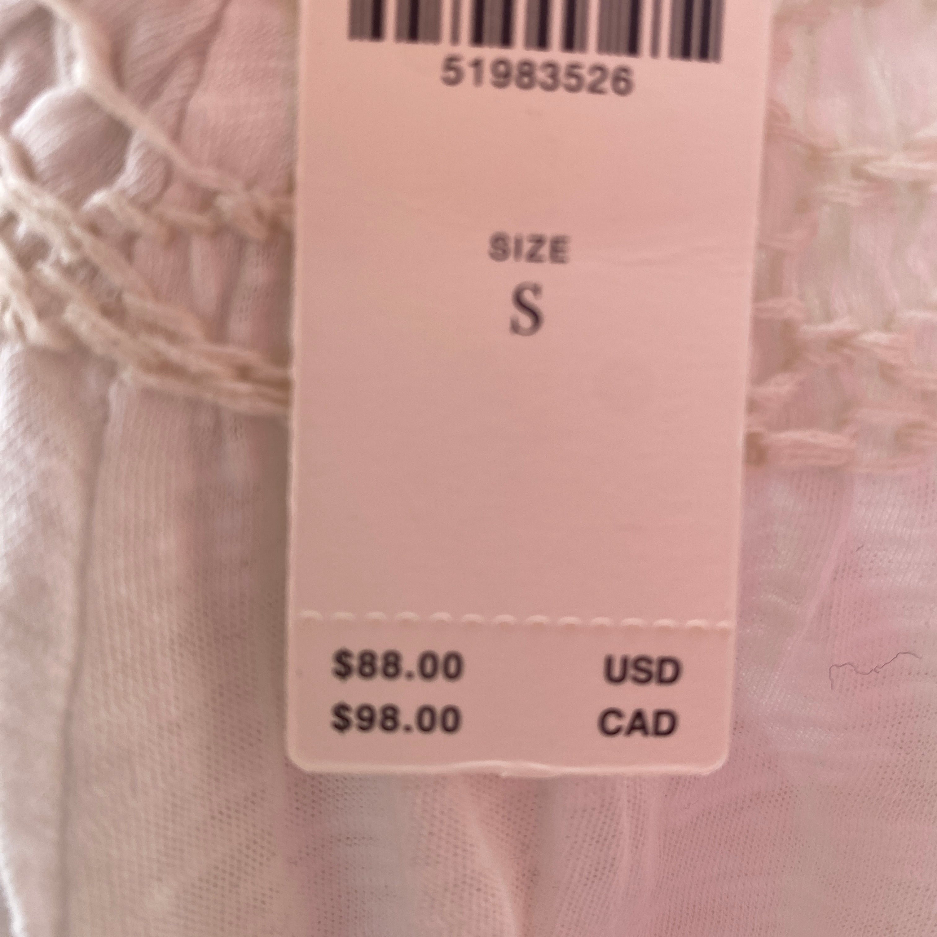 By Anthropologie white embroidered short sleeve top size small new with tags